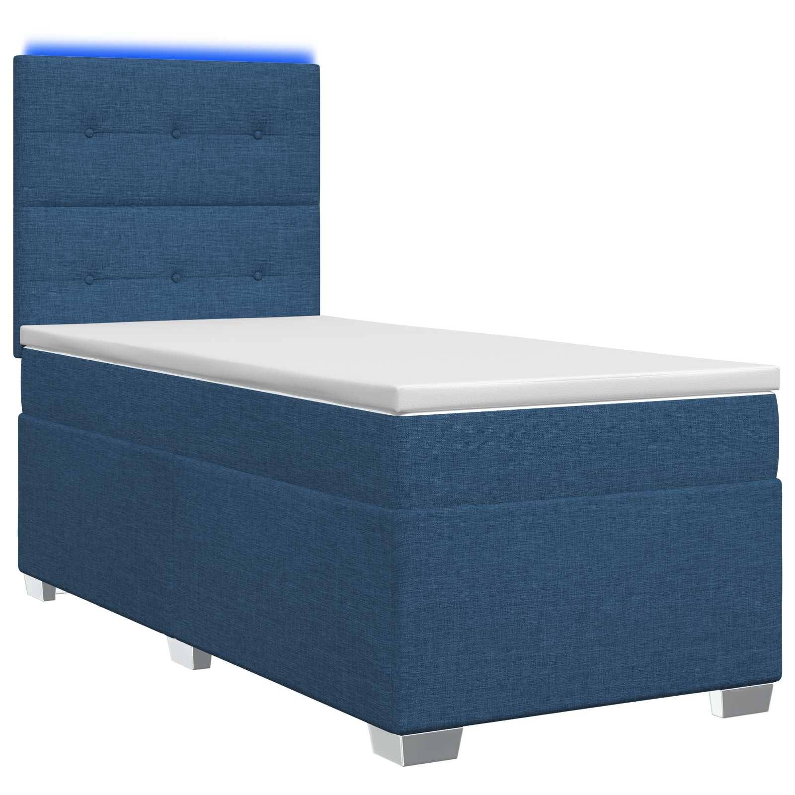 vidaXL Boxspringbett mit Matratze mit Kopfteil Blau 80 x 200 cm Stoff