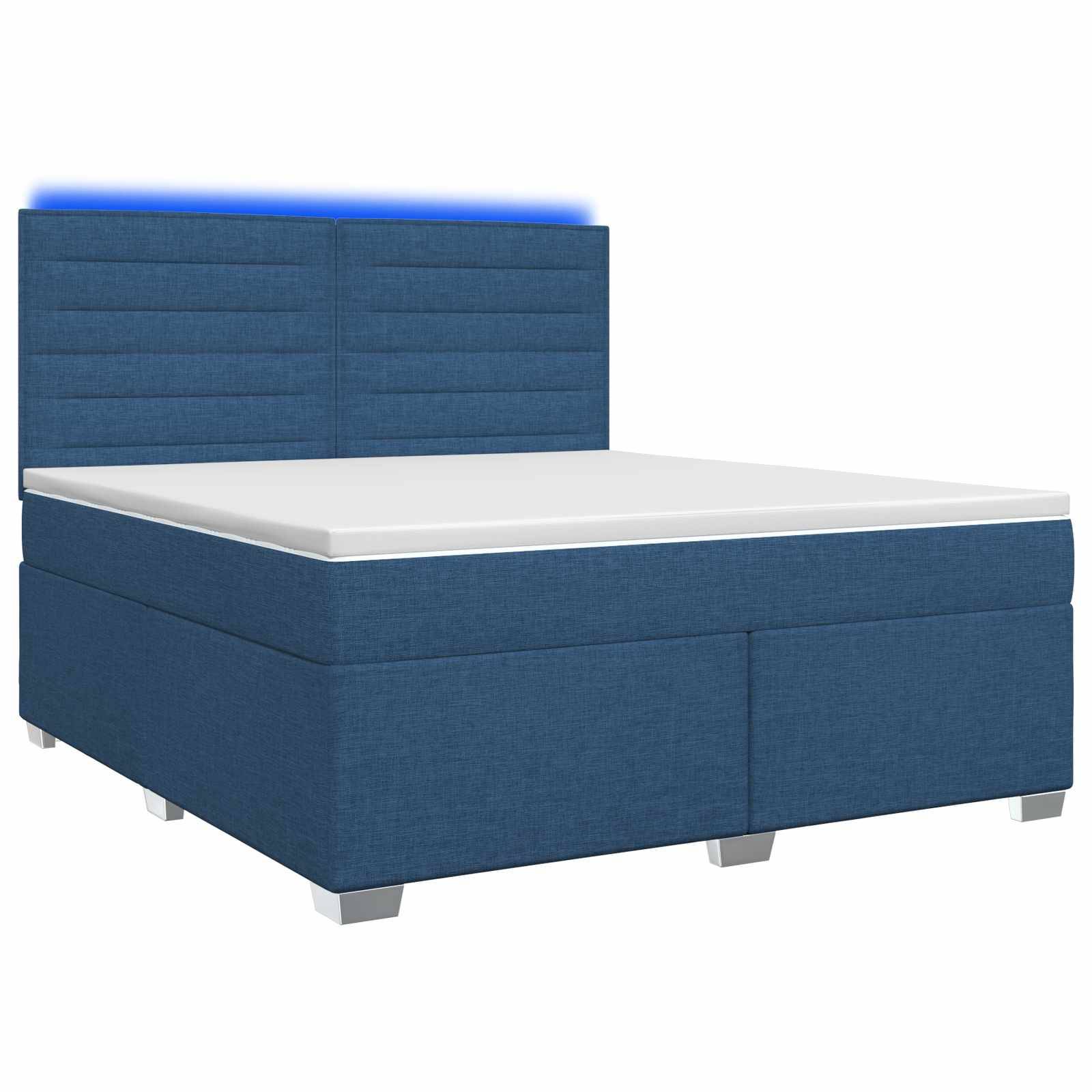 vidaXL Boxspringbett mit Matratze mit Kopfteil Blau 140 x 200 cm Stoff
