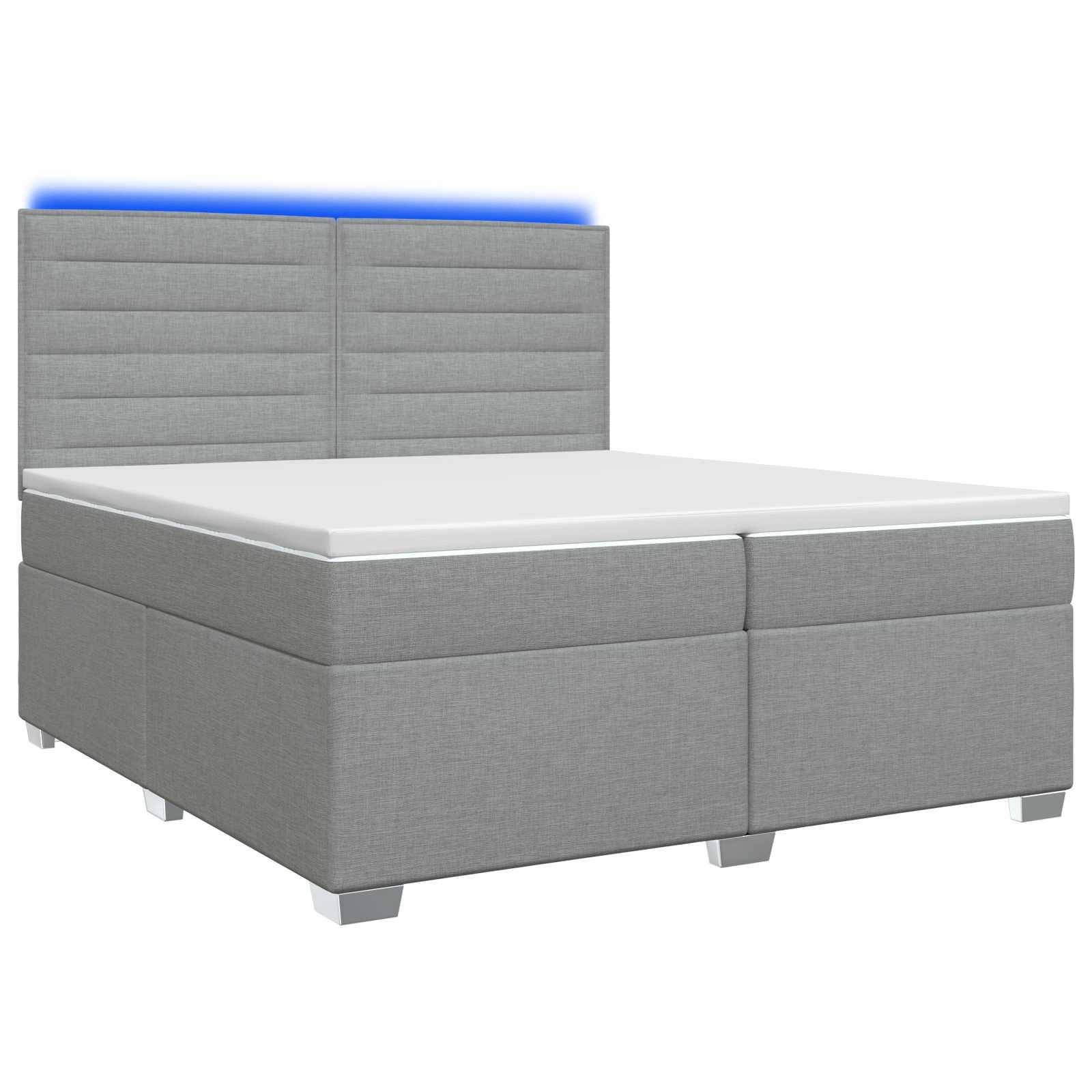 vidaXL Boxspringbett mit Matratze Hellgrau 200 x 200 cm Stoff