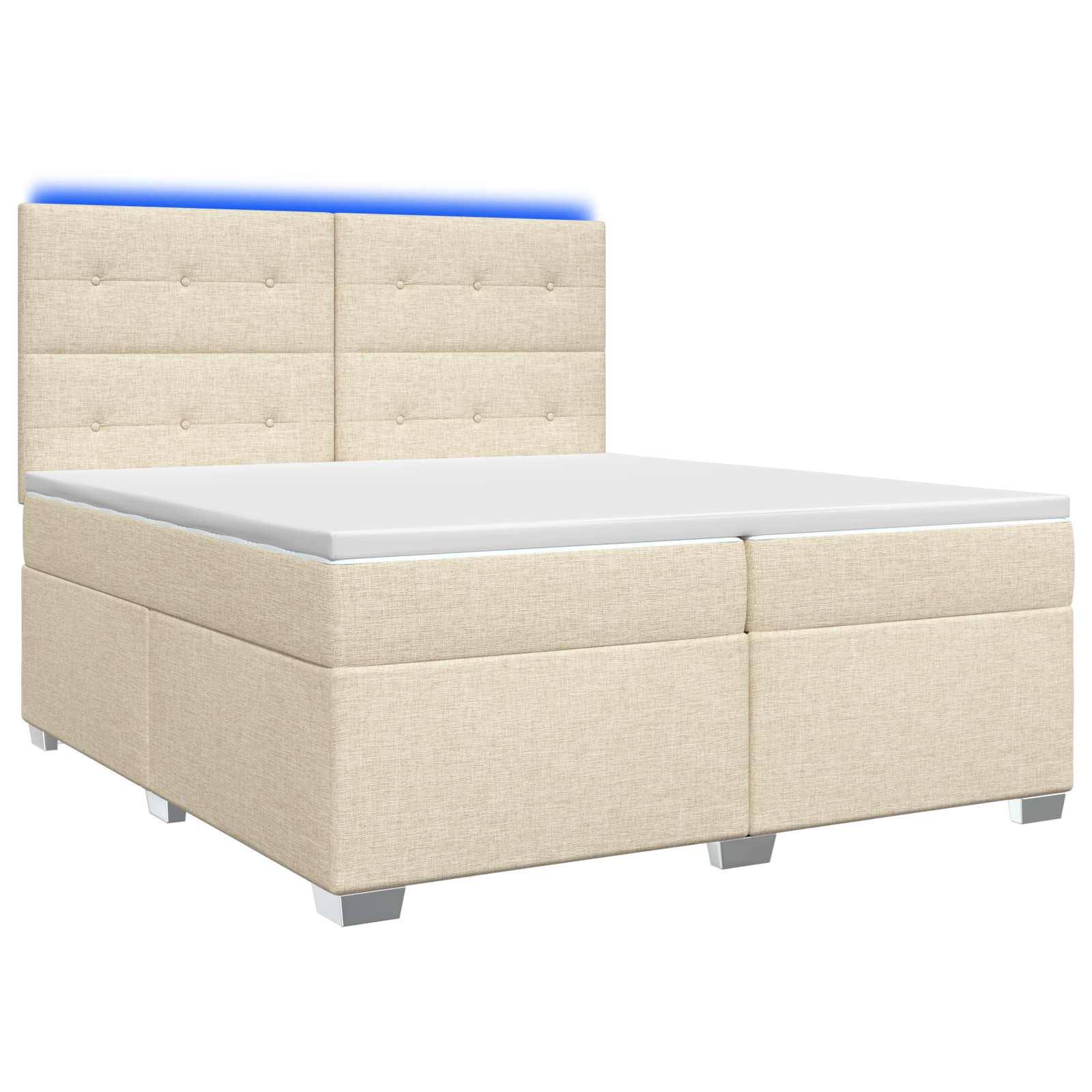 vidaXL Boxspringbett mit Matratze Creme 200 x 200 cm Stoff