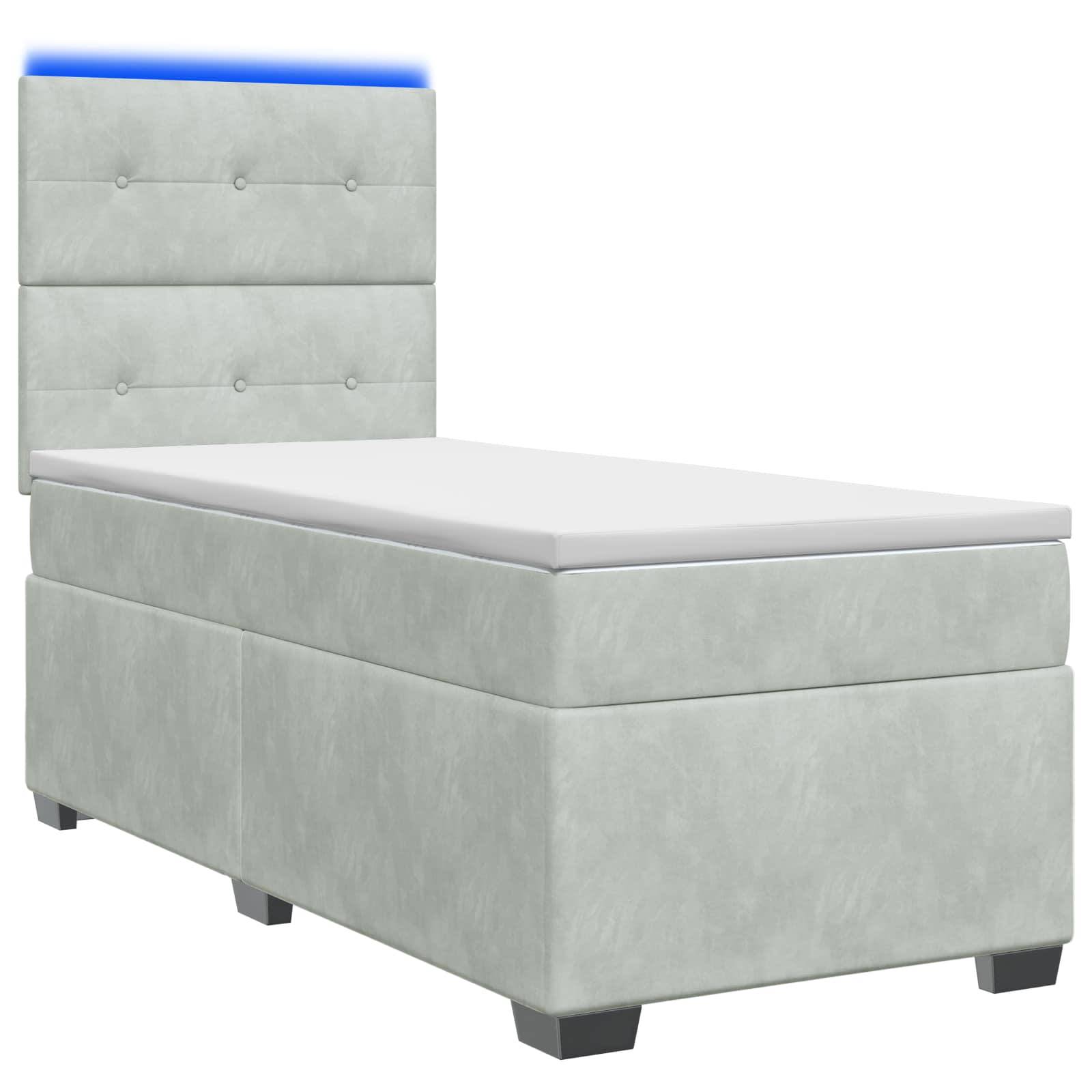vidaXL Boxspringbett mit Matratze Hellgrau 80 x 200 cm Samt