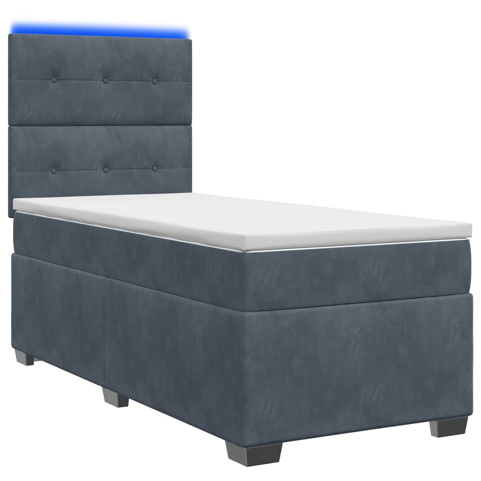 vidaXL Boxspringbett mit Matratze Dunkelgrau 100 x 200 cm Samt