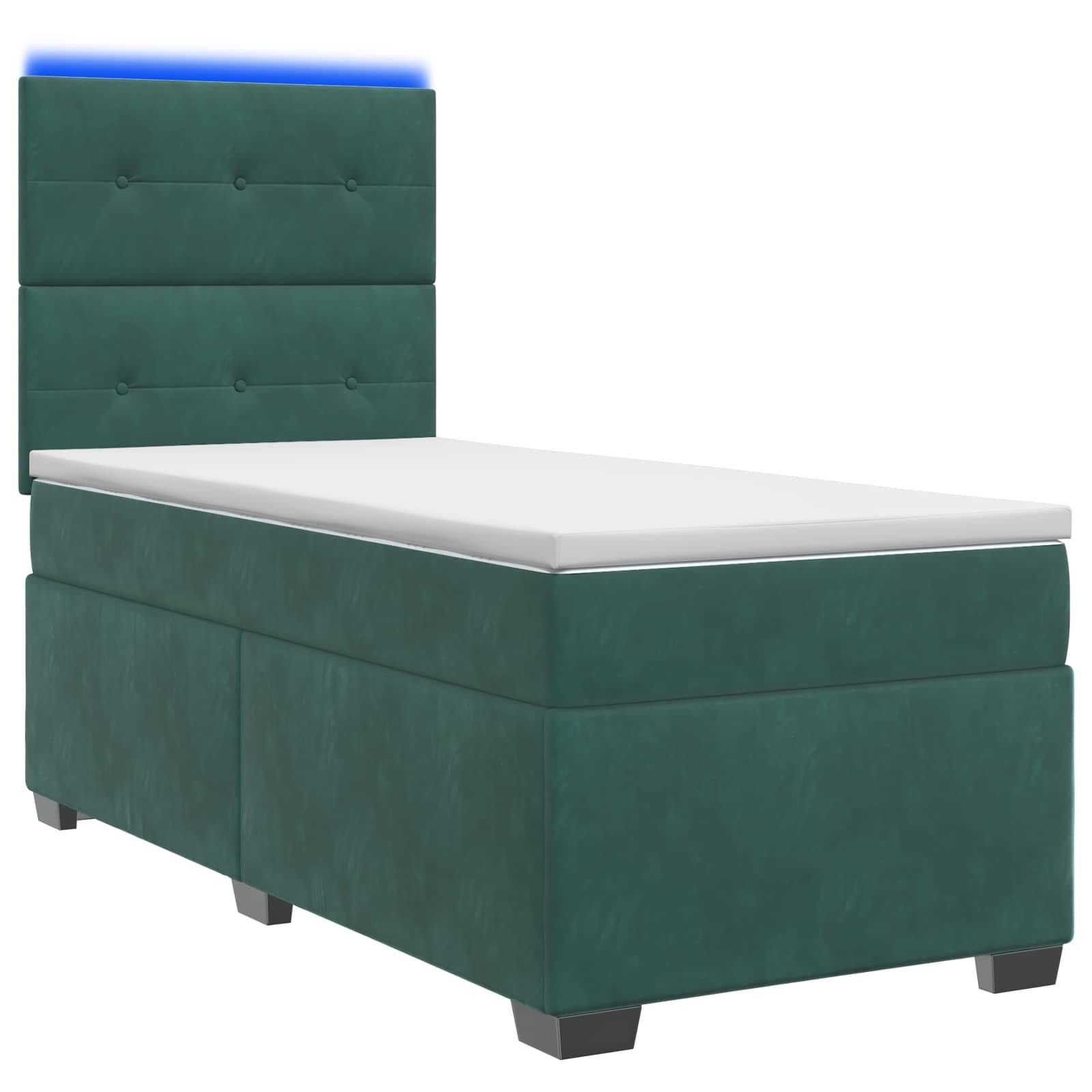vidaXL Boxspringbett mit Matratze Dunkelgrün 100 x 200 cm Samt