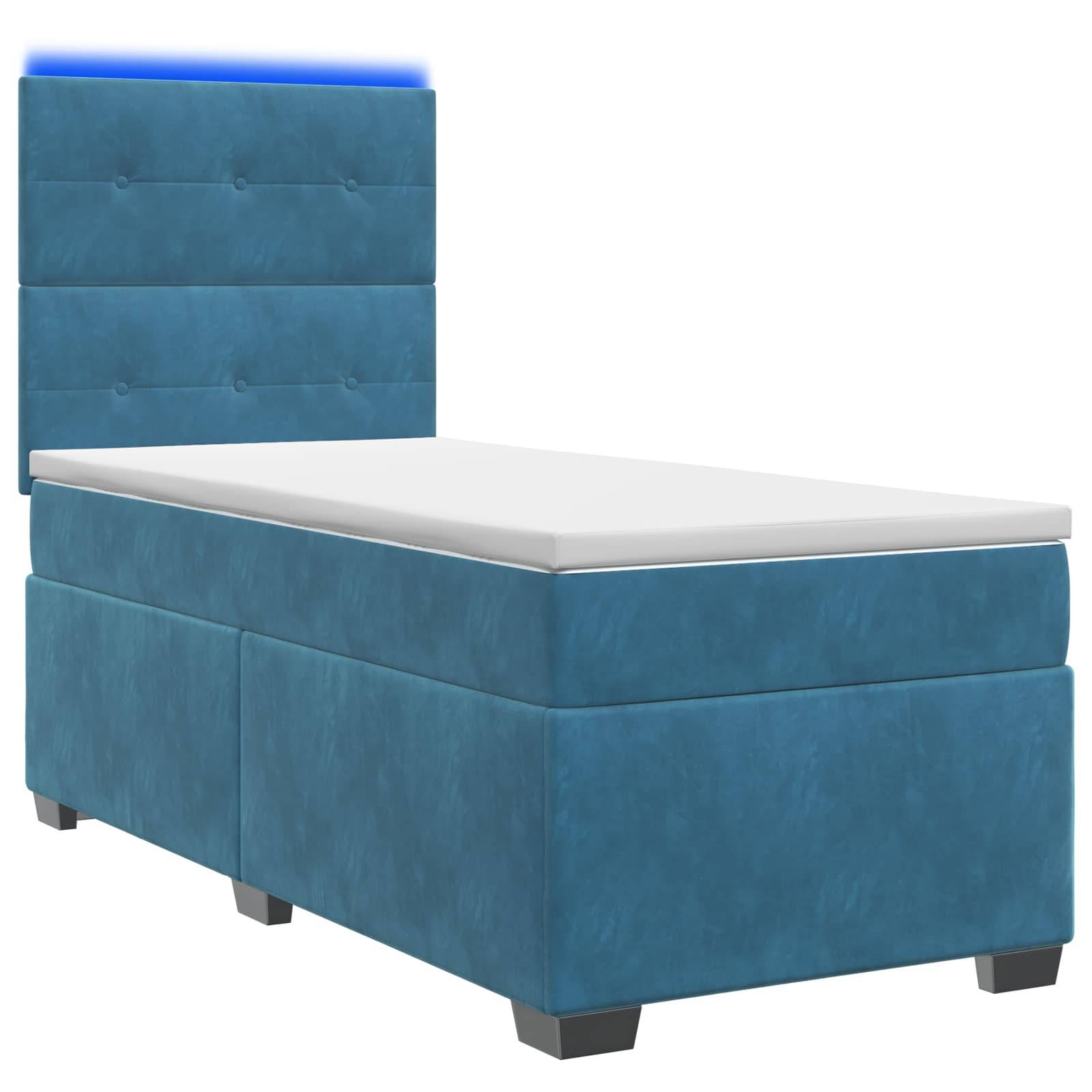 vidaXL Boxspringbett mit Matratze mit Kopfteil Blau 100 x 200 cm Samt