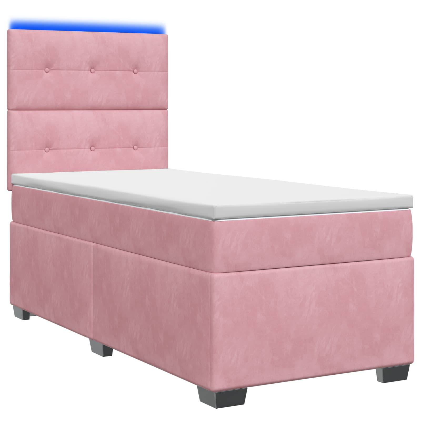 vidaXL Boxspringbett mit Matratze mit Kopfteil Rosa 90 x 200 cm Samt