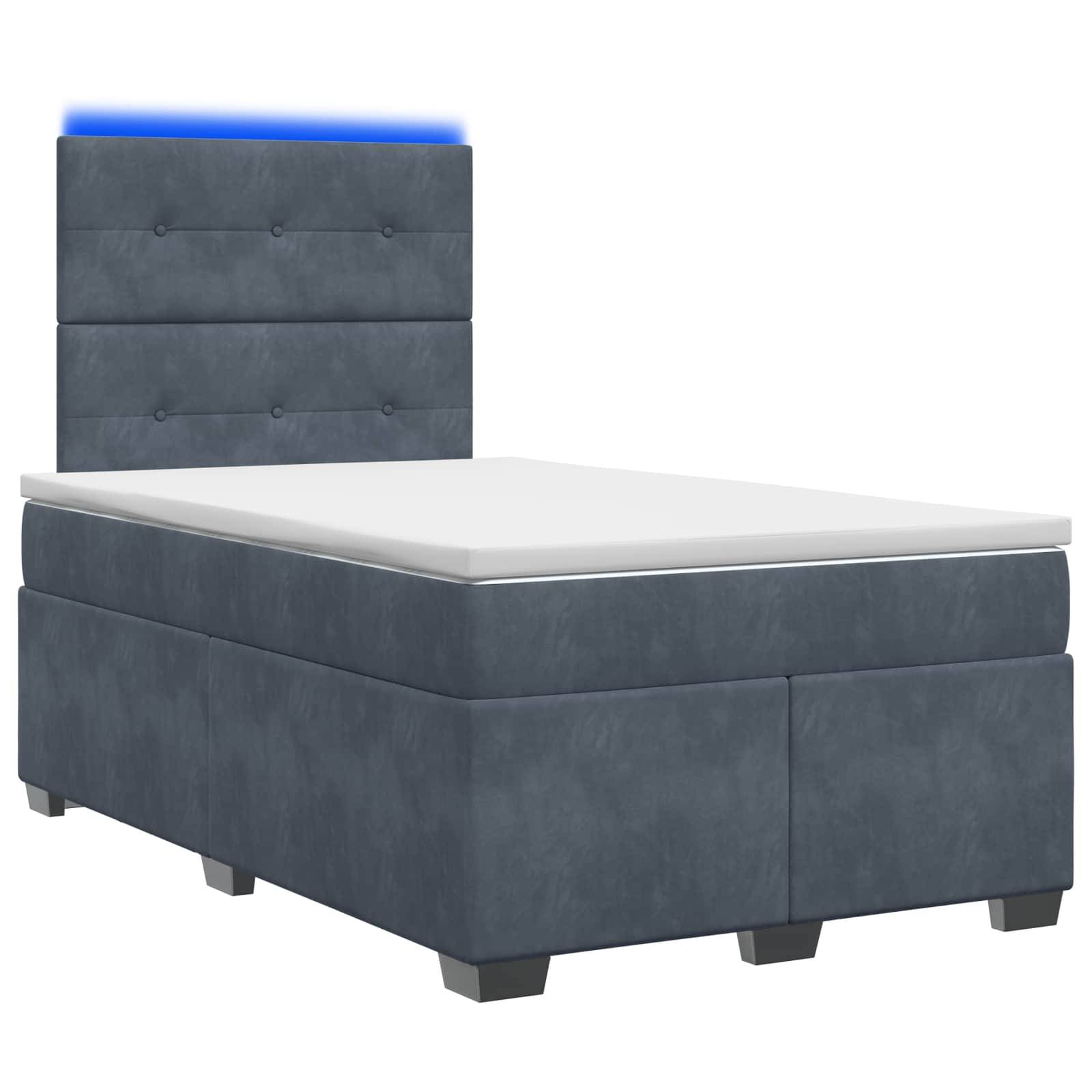 vidaXL Boxspringbett mit Matratze Dunkelgrau 120 x 190 cm Samt
