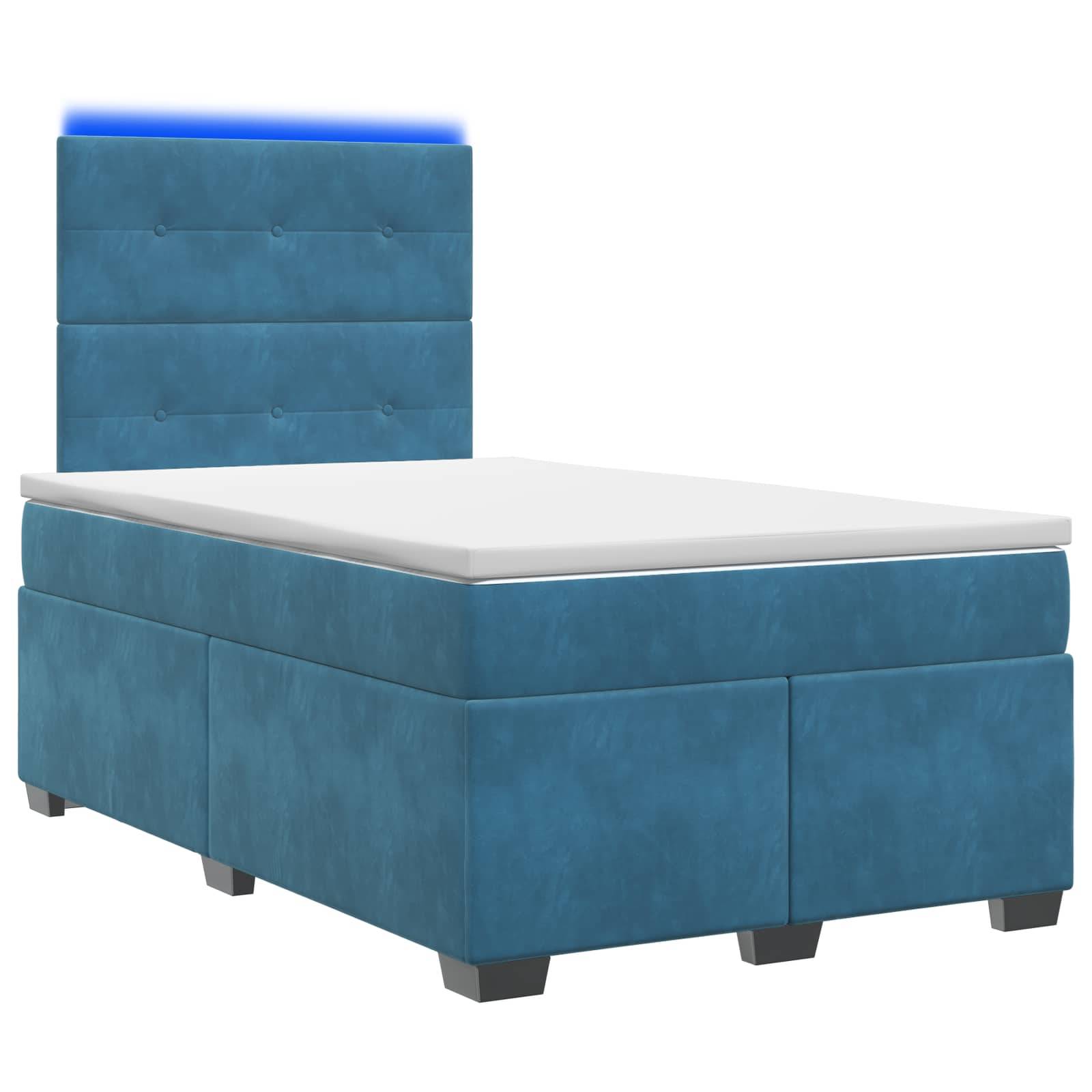vidaXL Boxspringbett mit Matratze mit Kopfteil Blau 120 x 190 cm Samt