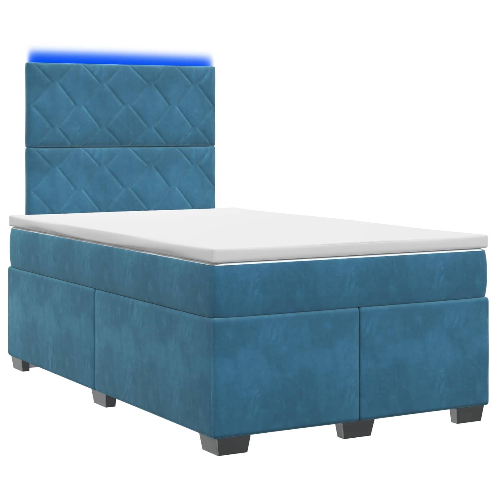 vidaXL Boxspringbett mit Matratze mit Kopfteil Blau 120 x 200 cm Samt