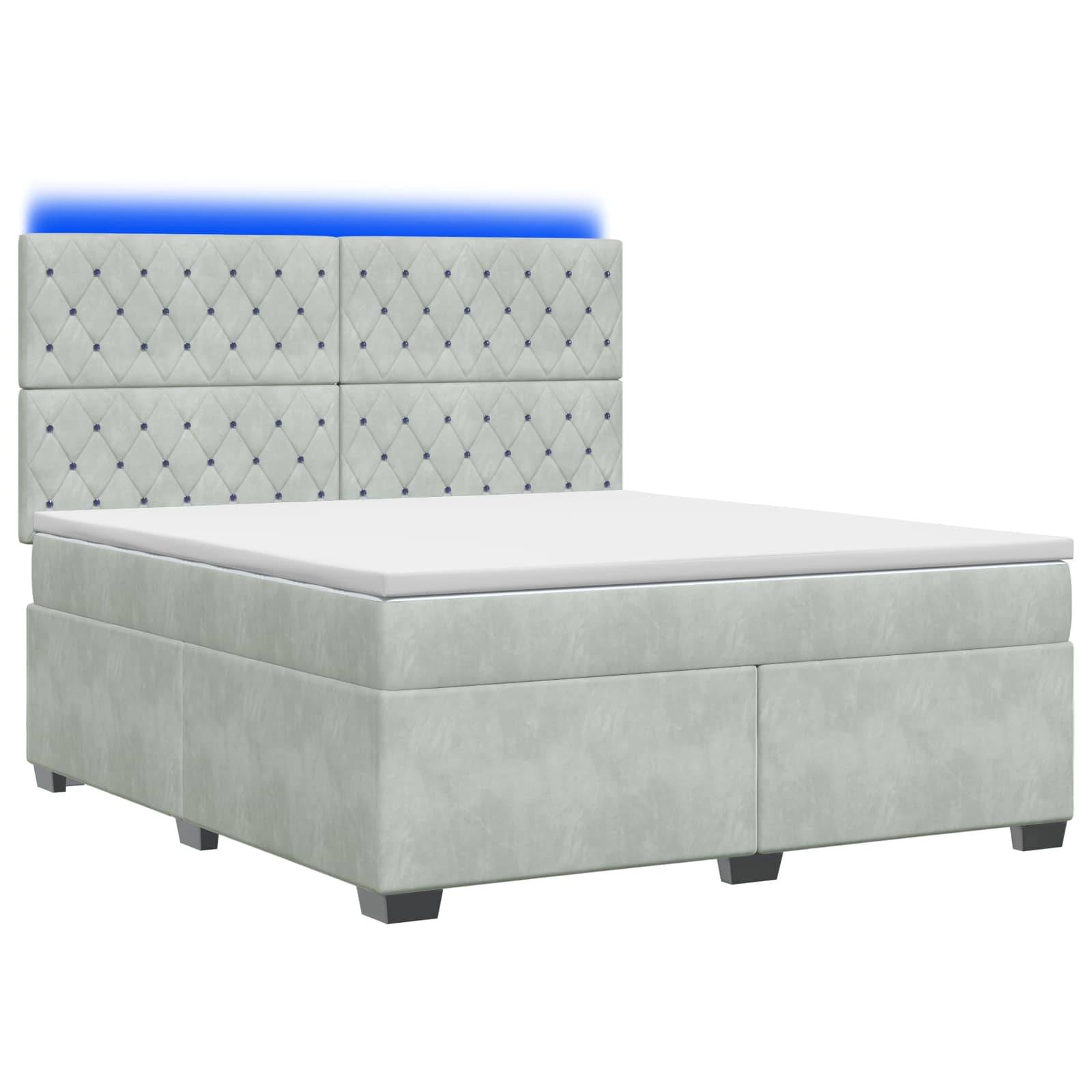 vidaXL Boxspringbett mit Matratze Hellgrau 140 x 190 cm Samt