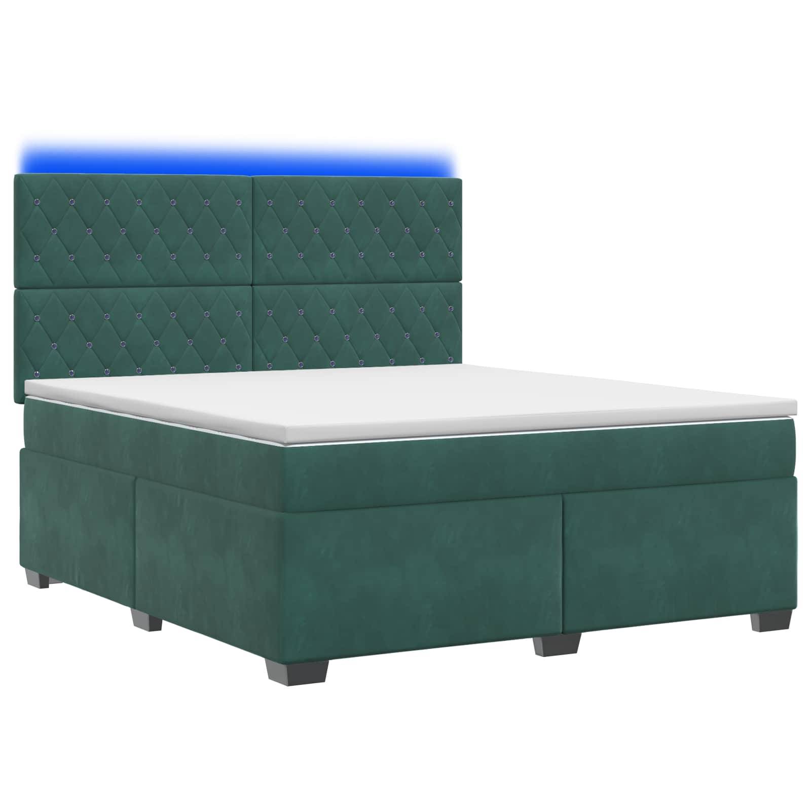 vidaXL Boxspringbett mit Matratze Dunkelgrün 140 x 200 cm Samt