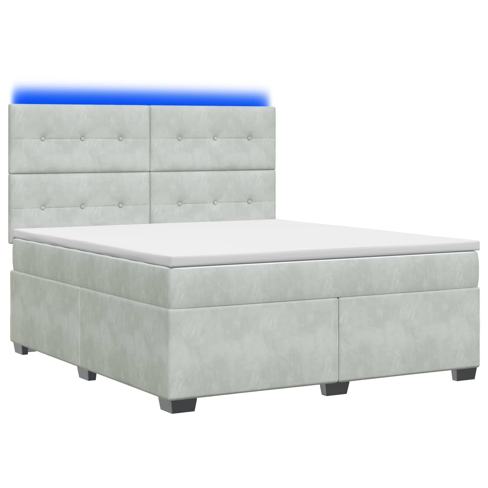 vidaXL Boxspringbett mit Matratze Hellgrau 140 x 200 cm Samt