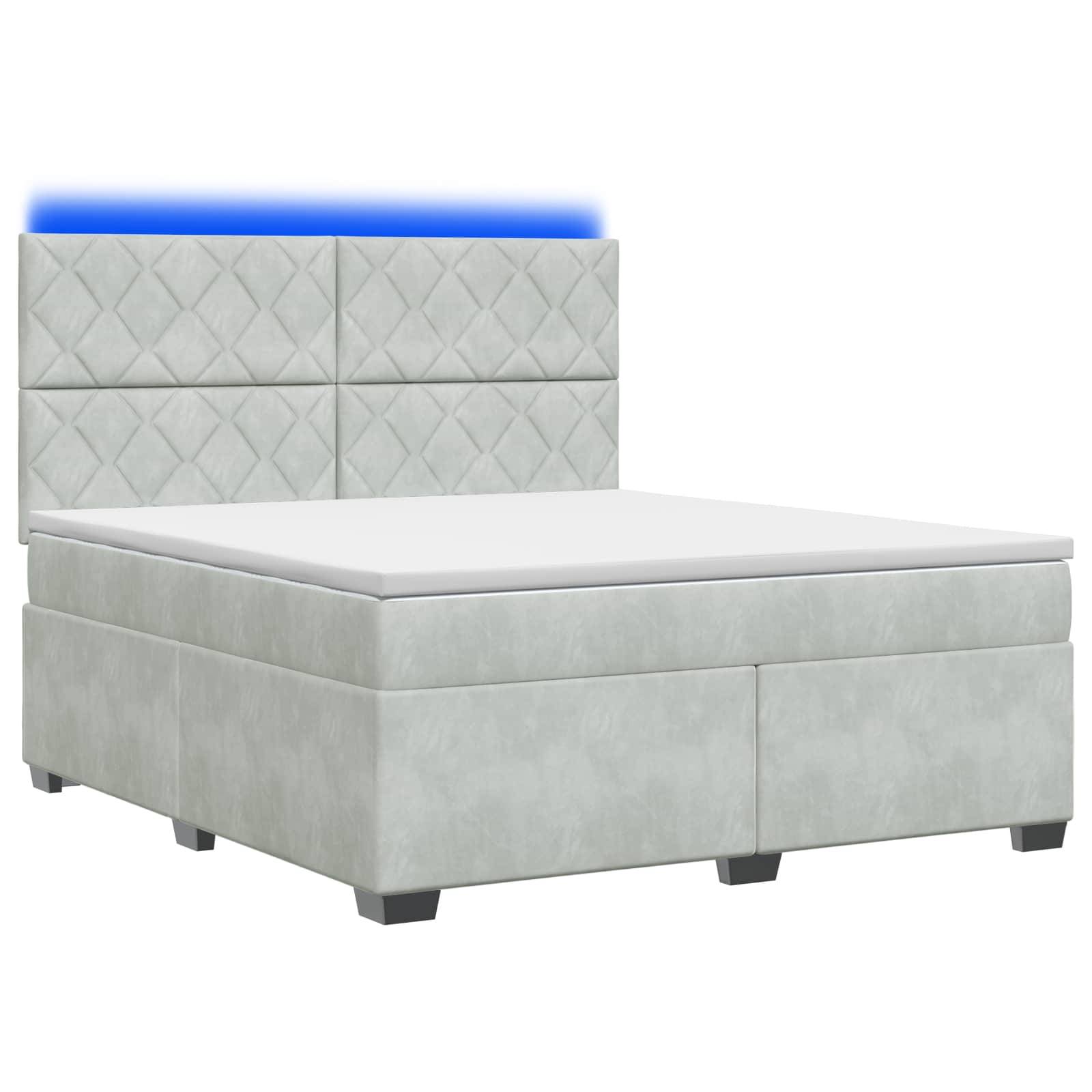 vidaXL Boxspringbett mit Matratze Hellgrau 140 x 190 cm Samt