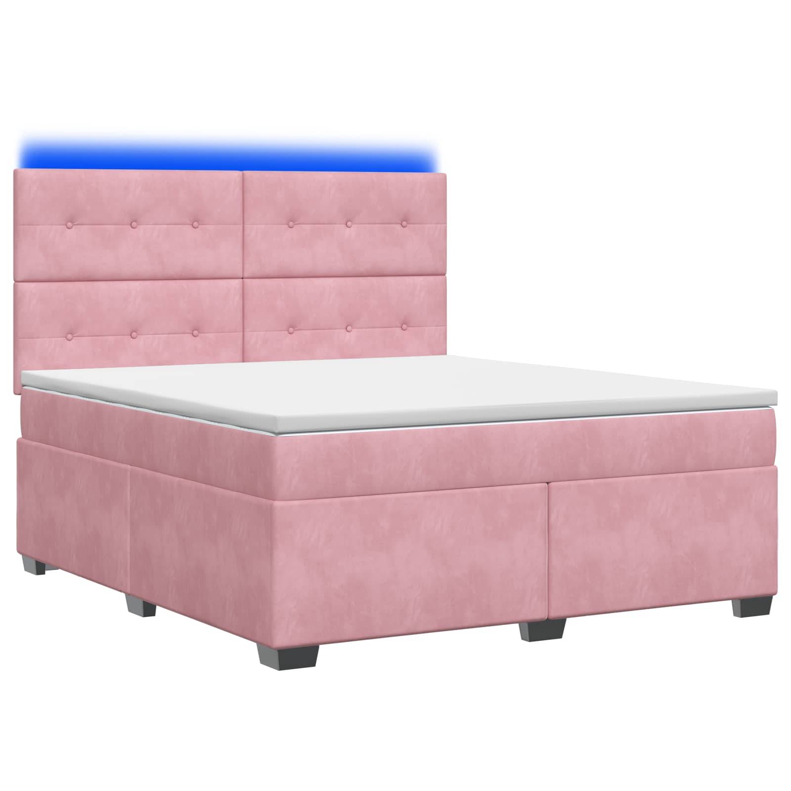 vidaXL Boxspringbett mit Matratze mit Kopfteil Rosa 160 x 200 cm Samt