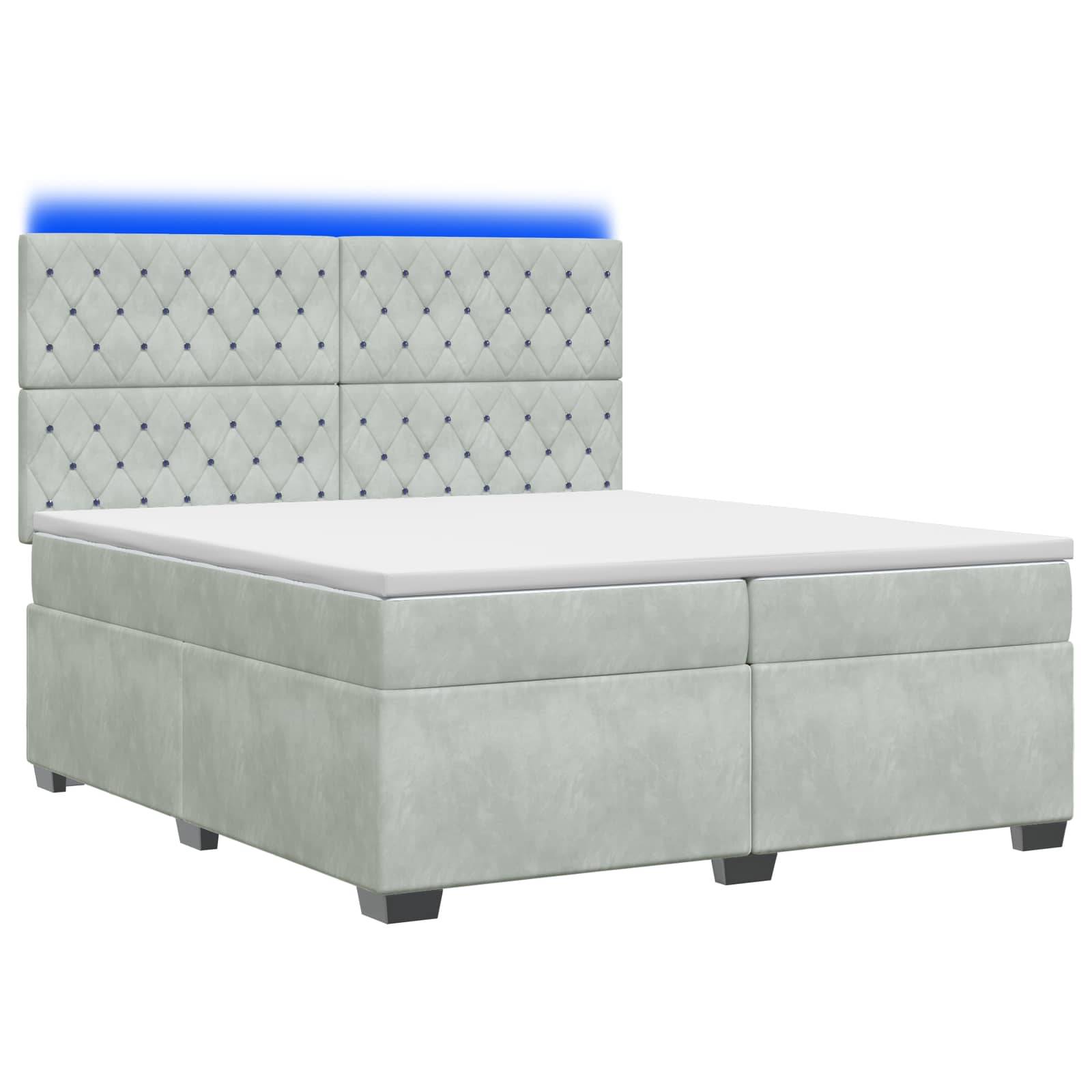vidaXL Boxspringbett mit Matratze Hellgrau 200 x 200 cm Samt
