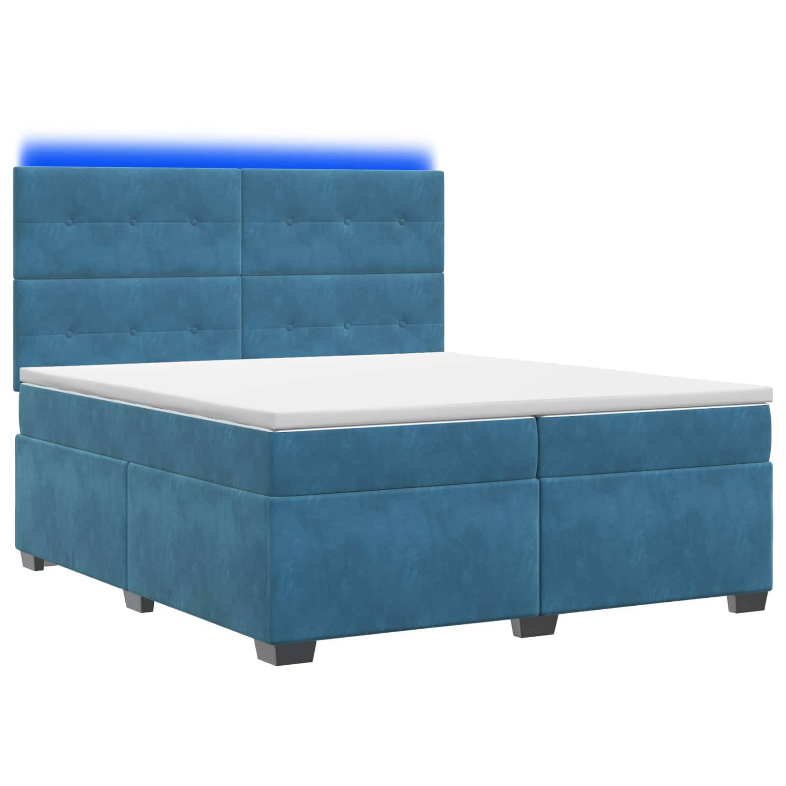 vidaXL Boxspringbett mit Matratze mit Kopfteil Blau 200 x 200 cm Samt