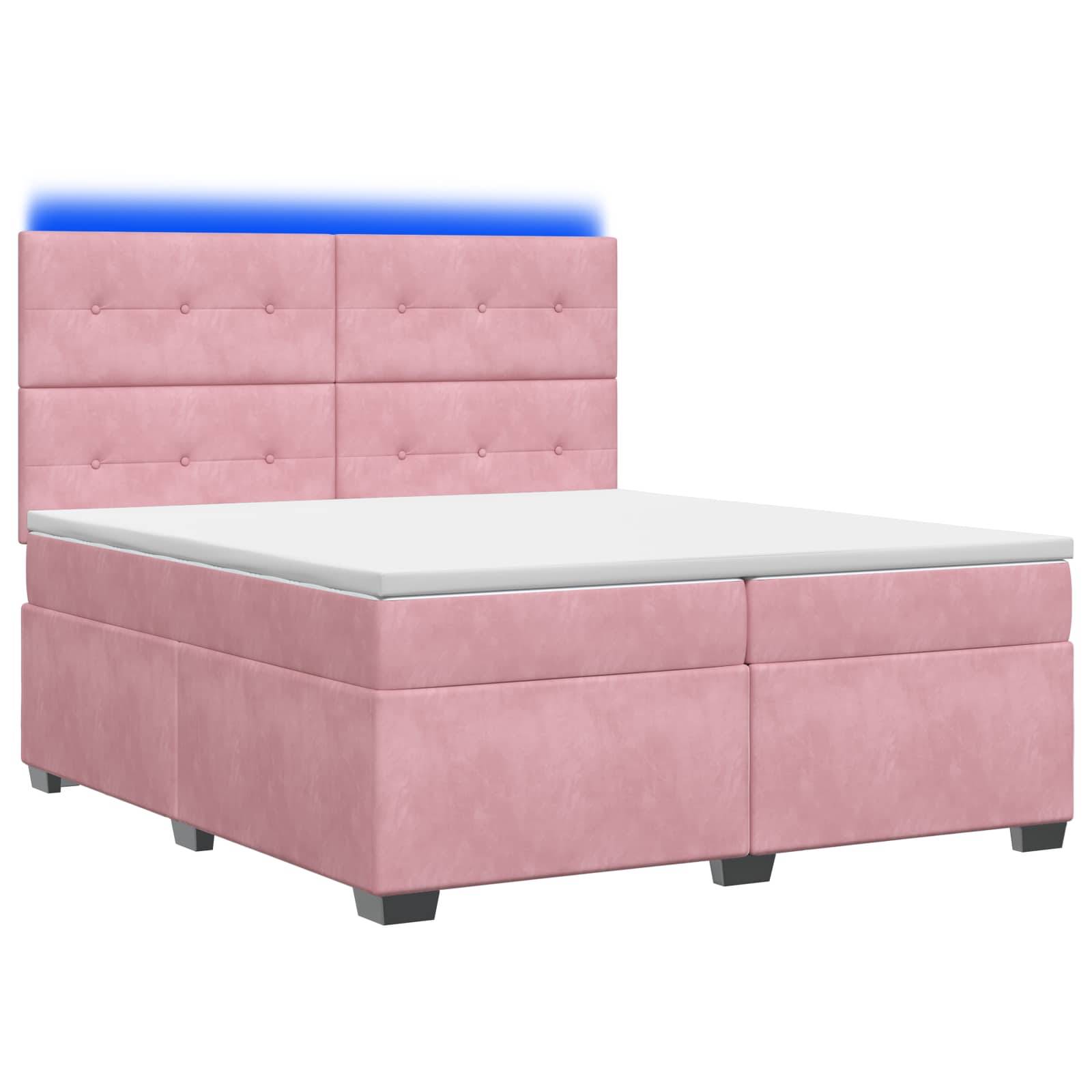 vidaXL Boxspringbett mit Matratze mit Kopfteil Rosa 200 x 200 cm Samt