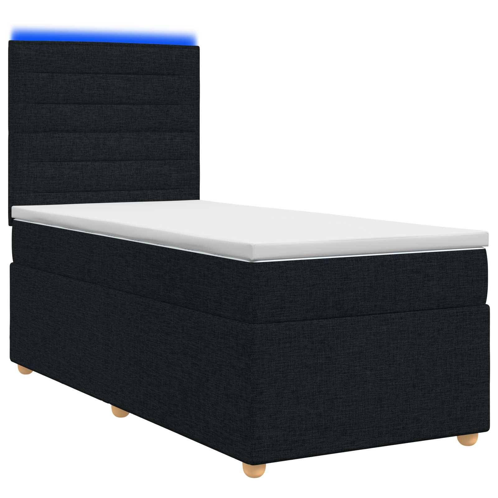 vidaXL Boxspringbett mit Matratze Schwarz 90 x 200 cm Stoff