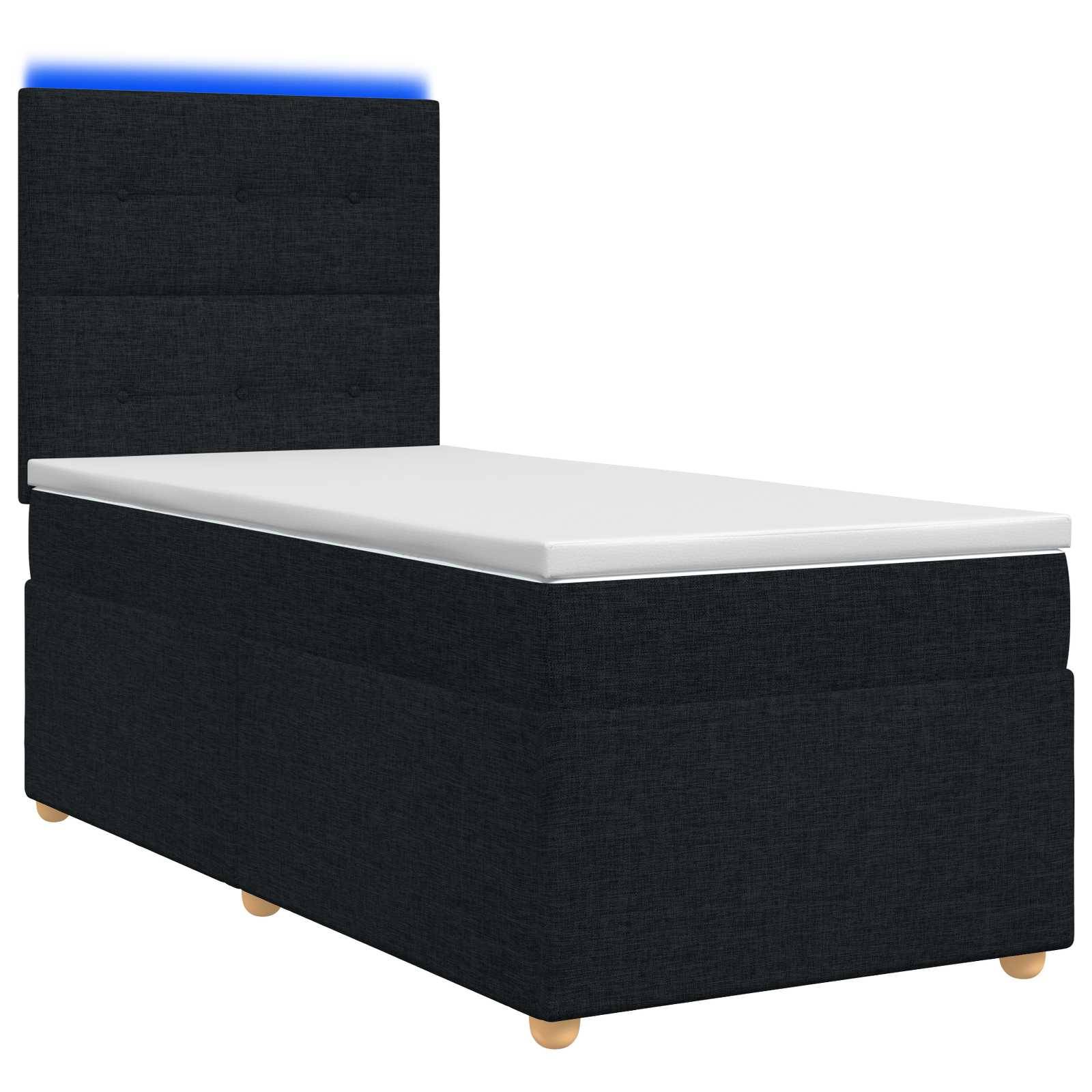 vidaXL Boxspringbett mit Matratze Schwarz 90 x 200 cm Stoff