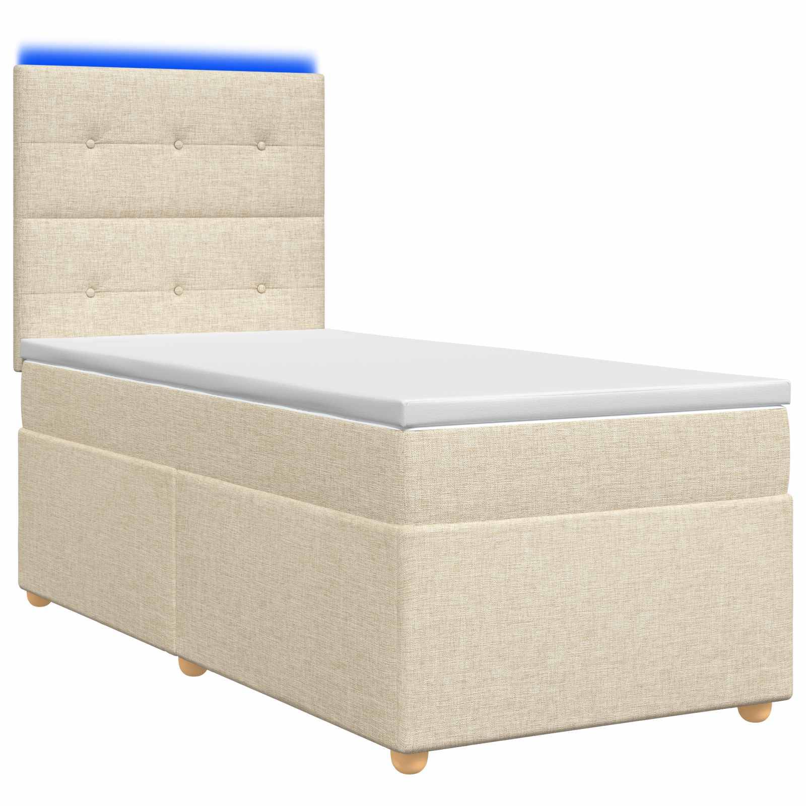 vidaXL Boxspringbett mit Matratze Creme 100 x 200 cm Stoff
