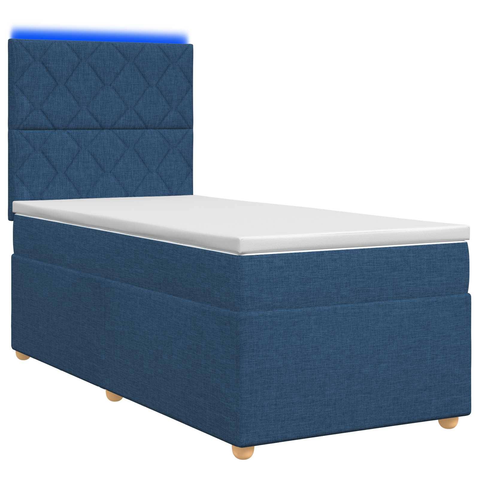 vidaXL Boxspringbett mit Matratze mit Kopfteil Blau 100 x 200 cm Stoff