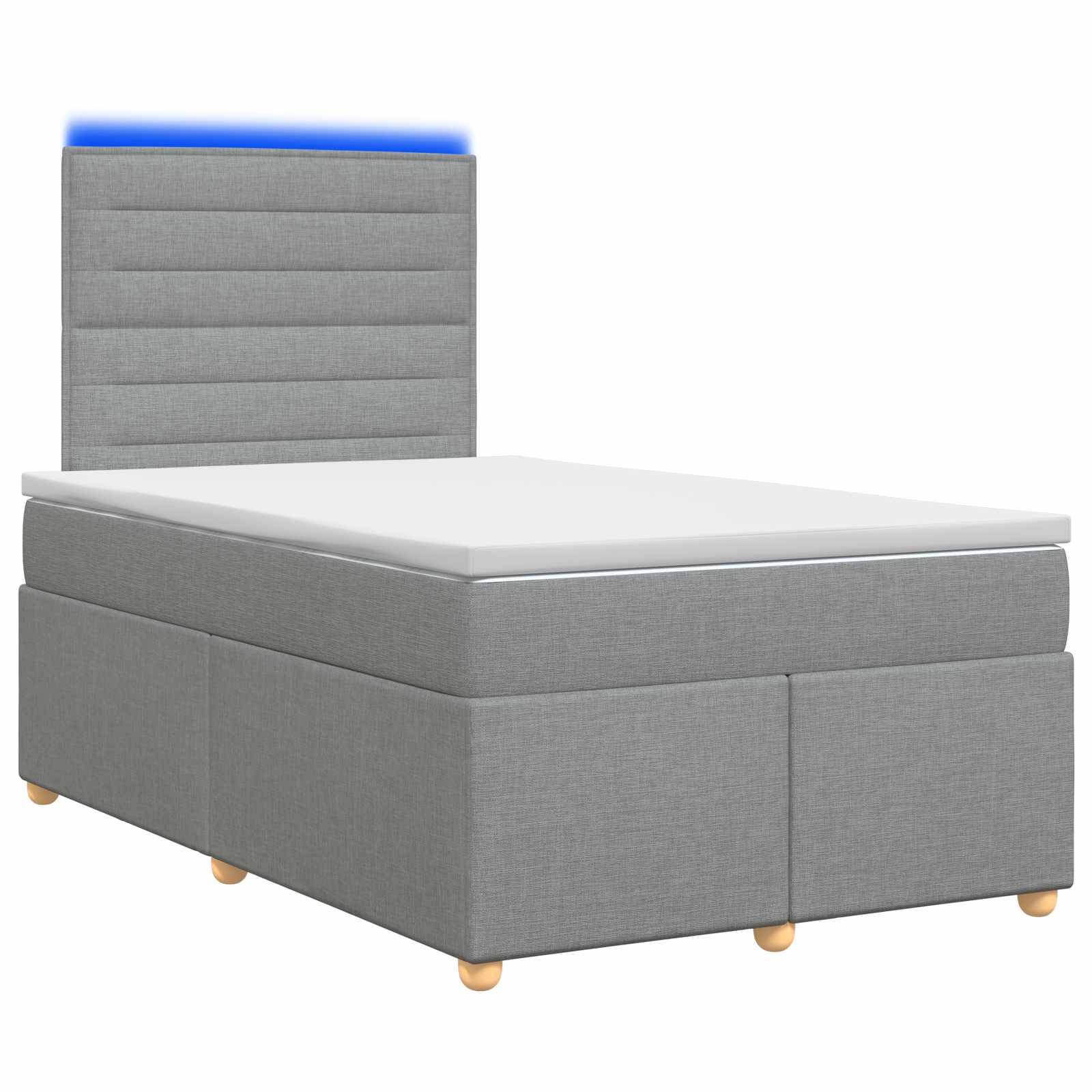 vidaXL Boxspringbett mit Matratze Hellgrau 120 x 200 cm Stoff