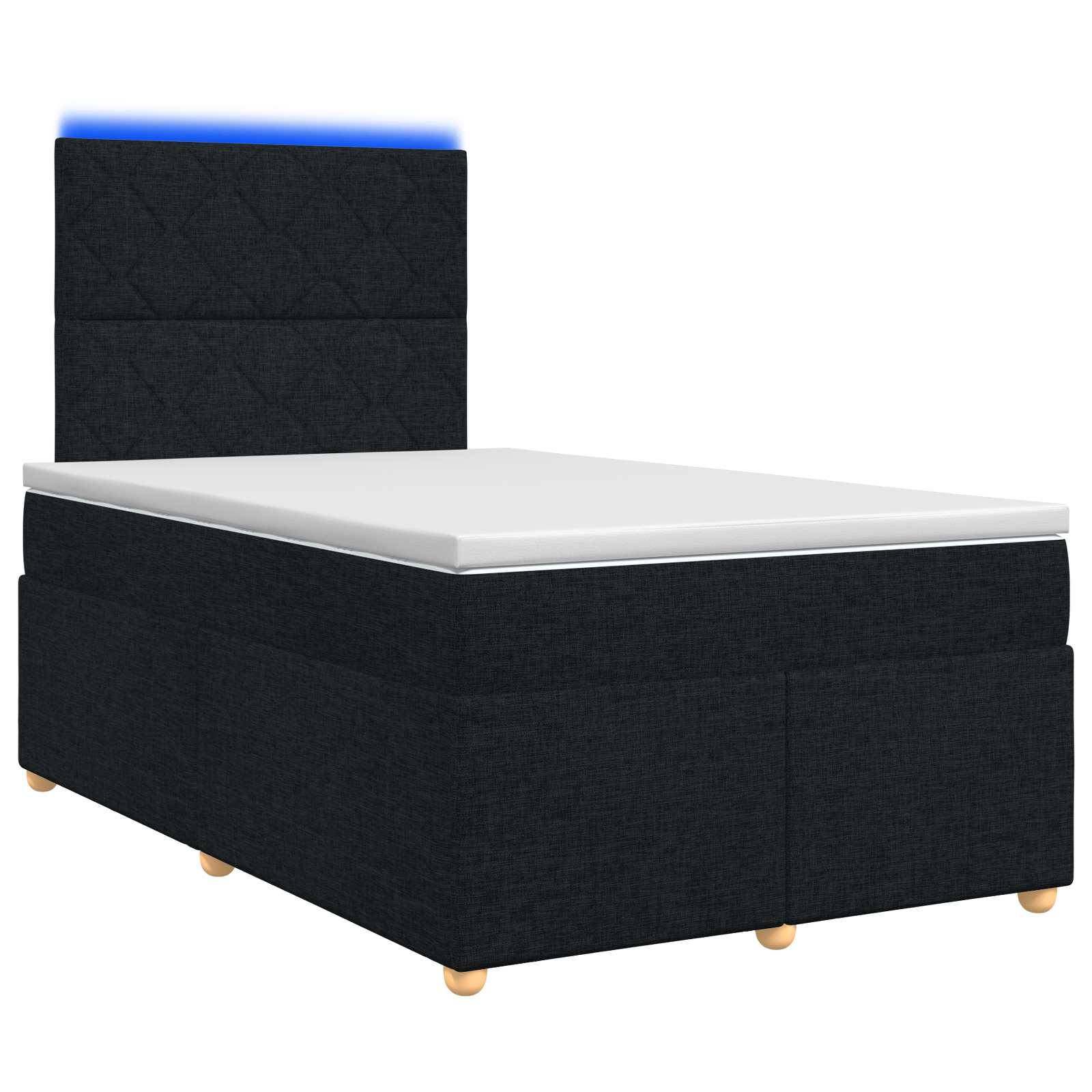 vidaXL Boxspringbett mit Matratze Schwarz 120 x 200 cm Stoff