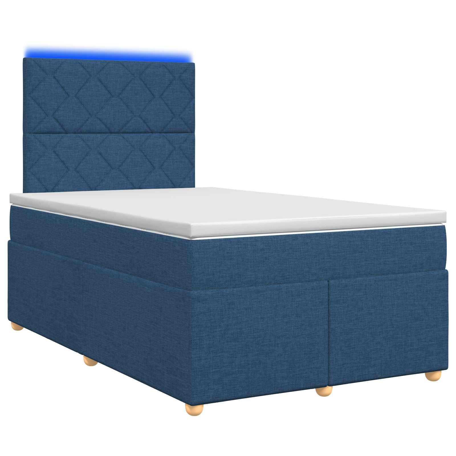 vidaXL Boxspringbett mit Matratze mit Kopfteil Blau 120 x 190 cm Stoff
