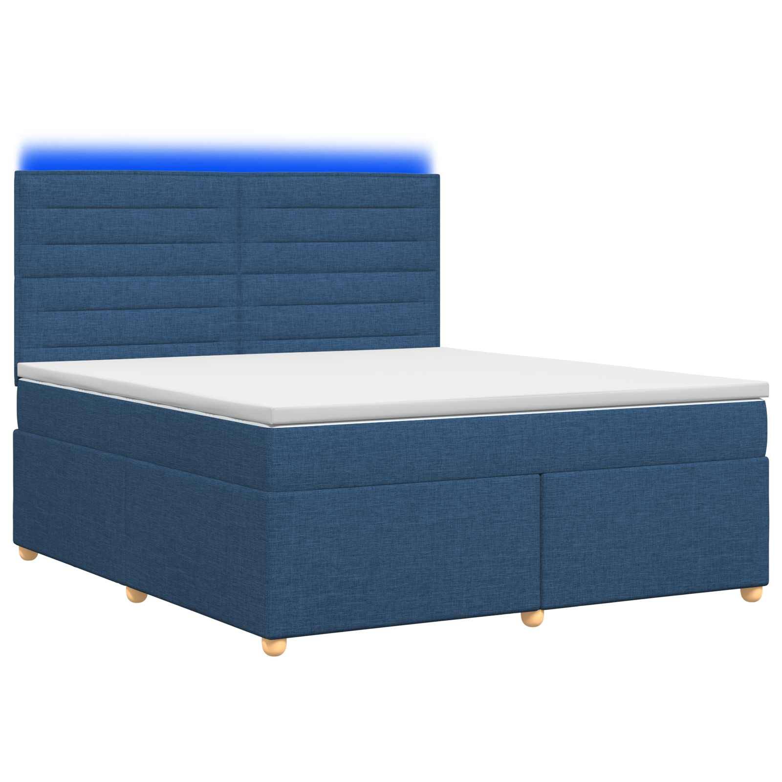 vidaXL Boxspringbett mit Matratze mit Kopfteil Blau 180 x 200 cm Stoff