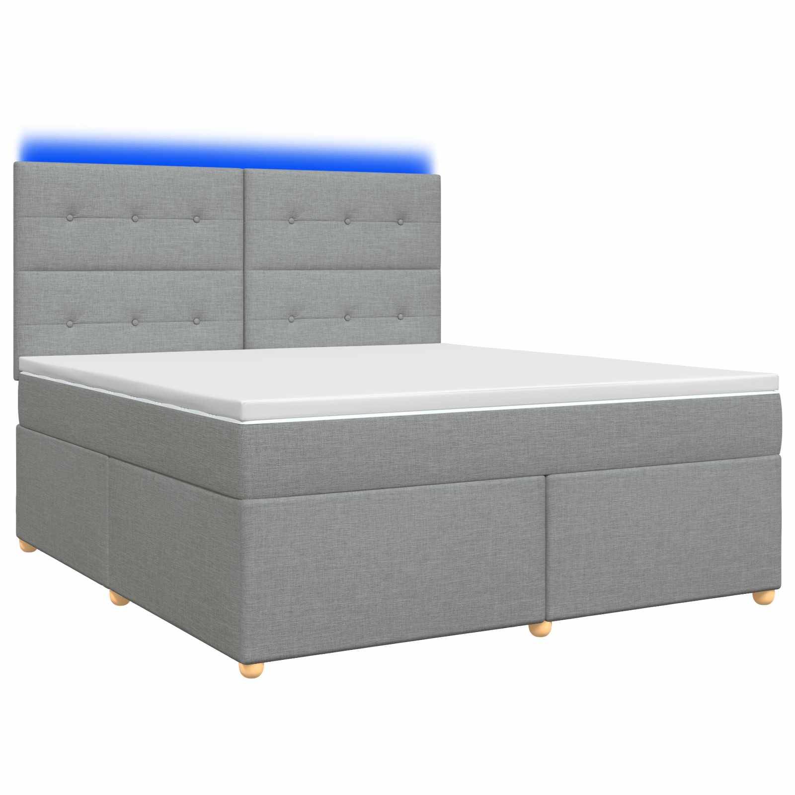 vidaXL Boxspringbett mit Matratze Hellgrau 180 x 200 cm Stoff