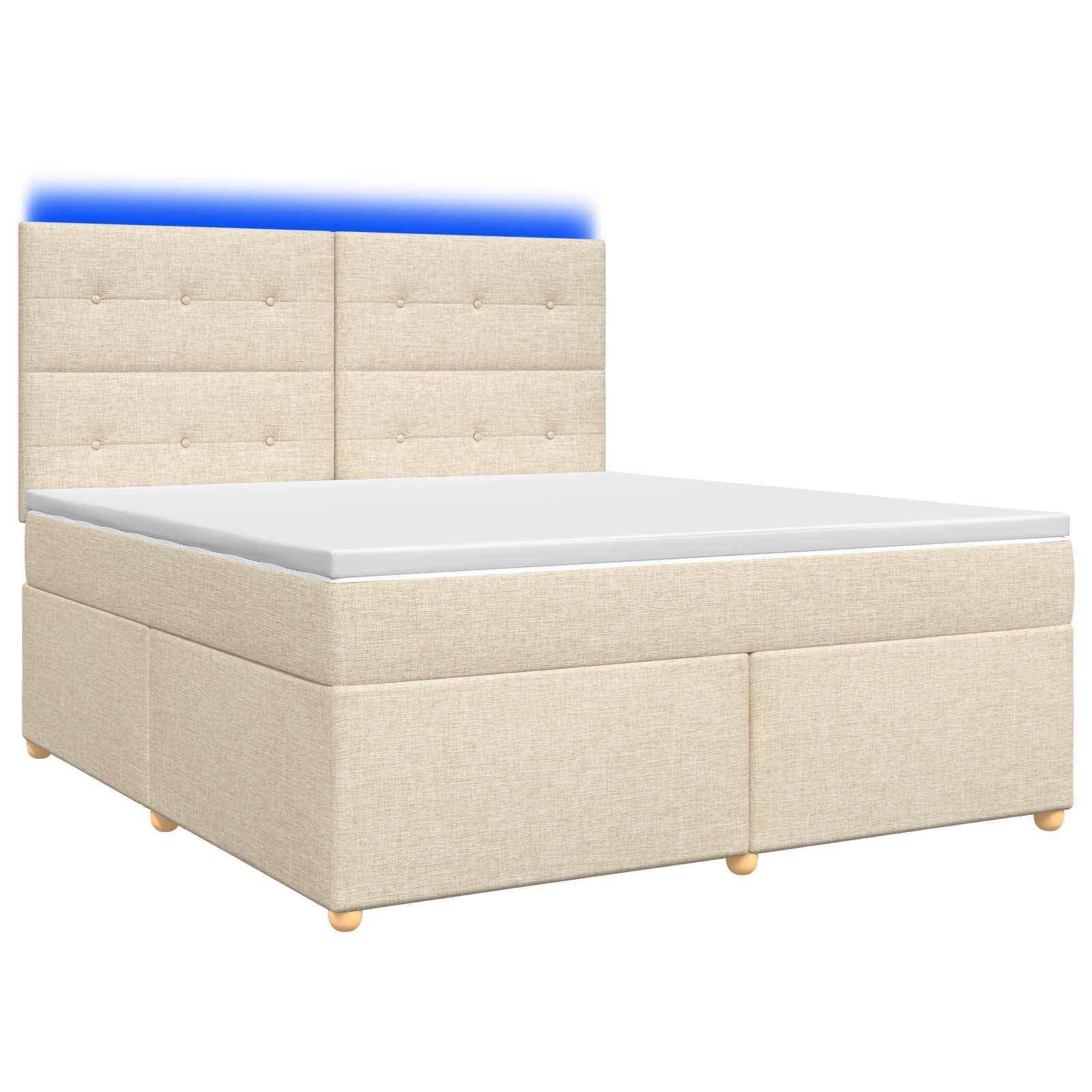 vidaXL Boxspringbett mit Matratze Creme 140 x 190 cm Stoff