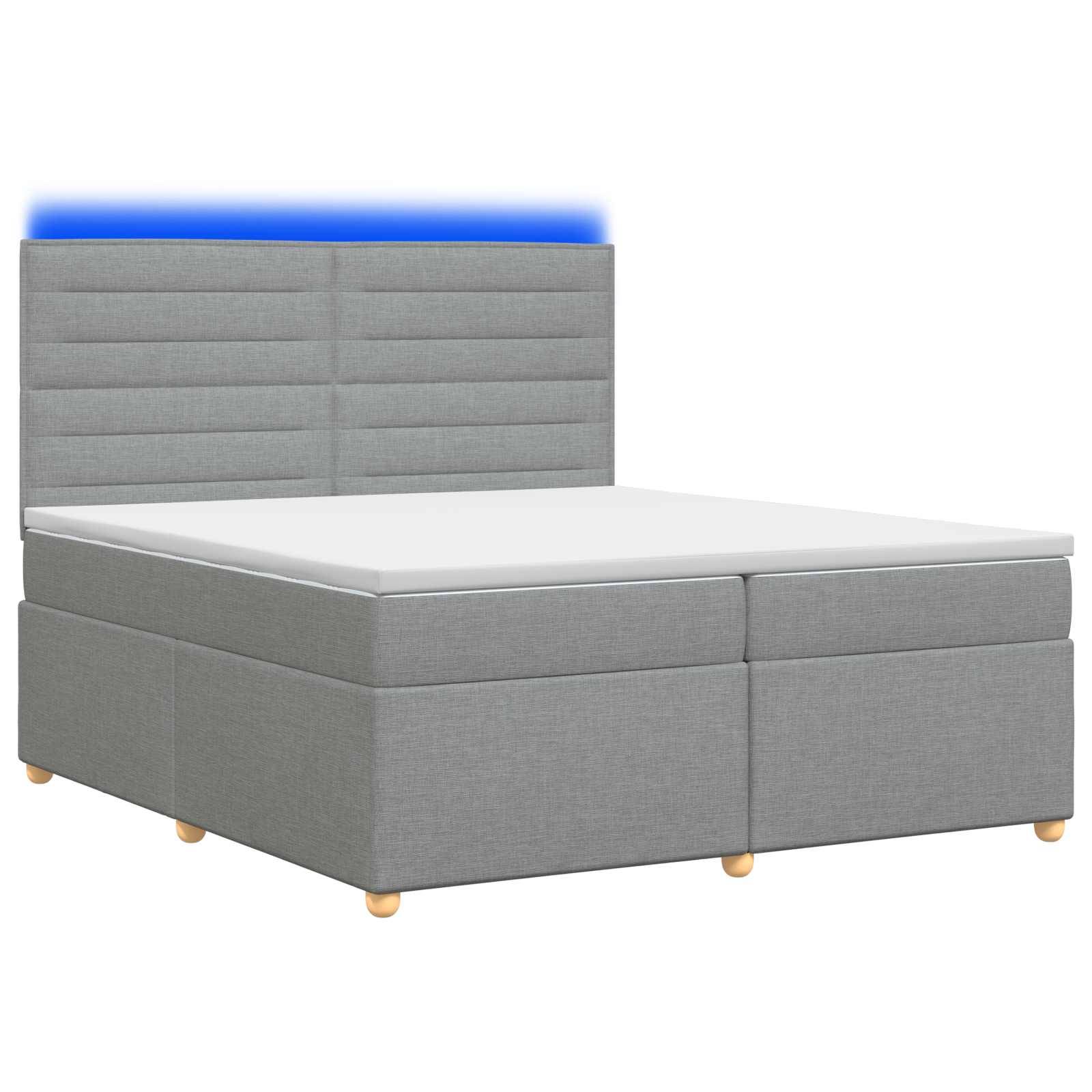 vidaXL Boxspringbett mit Matratze Hellgrau 200 x 200 cm Stoff