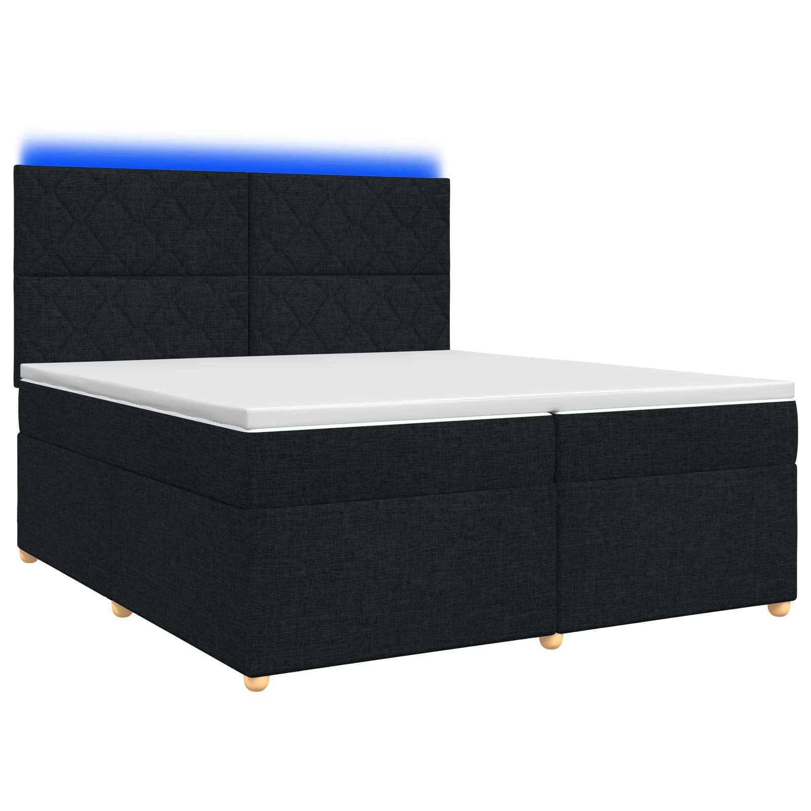 vidaXL Boxspringbett mit Matratze Schwarz 200 x 200 cm Stoff