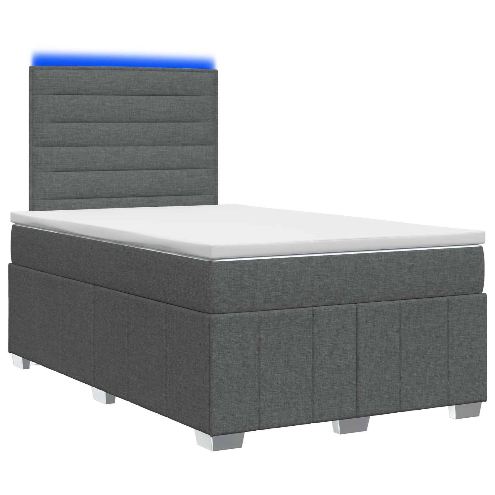 vidaXL LED Boxspringbett mit Matratze Dunkelgrau 120 x 200 cm Stoff