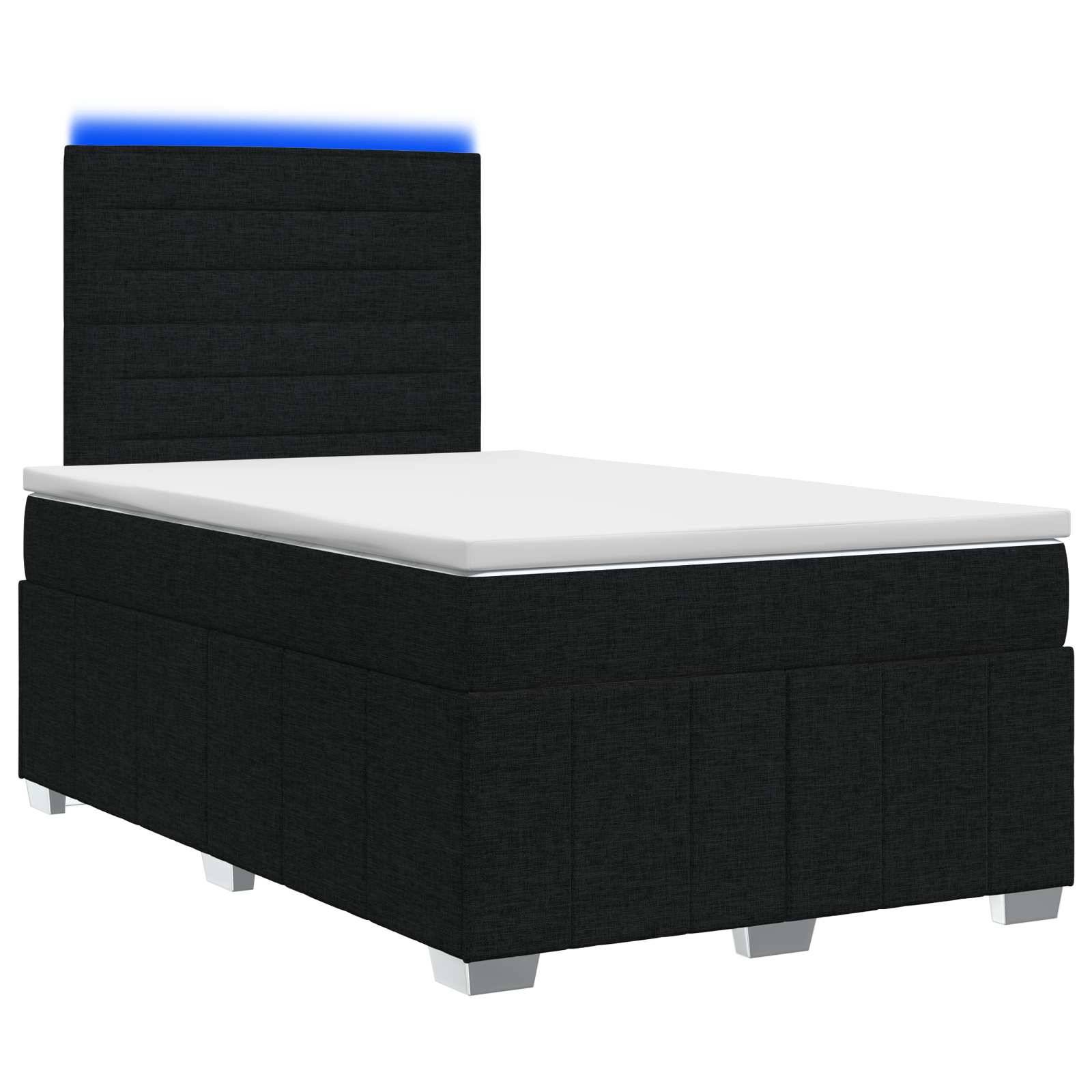 vidaXL LED Boxspringbett mit Matratze Schwarz 120 x 200 cm Stoff