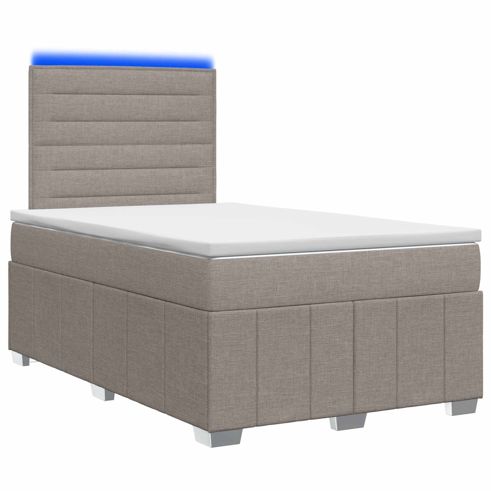 vidaXL LED Boxspringbett mit Matratze Taupe 120 x 190 cm Stoff