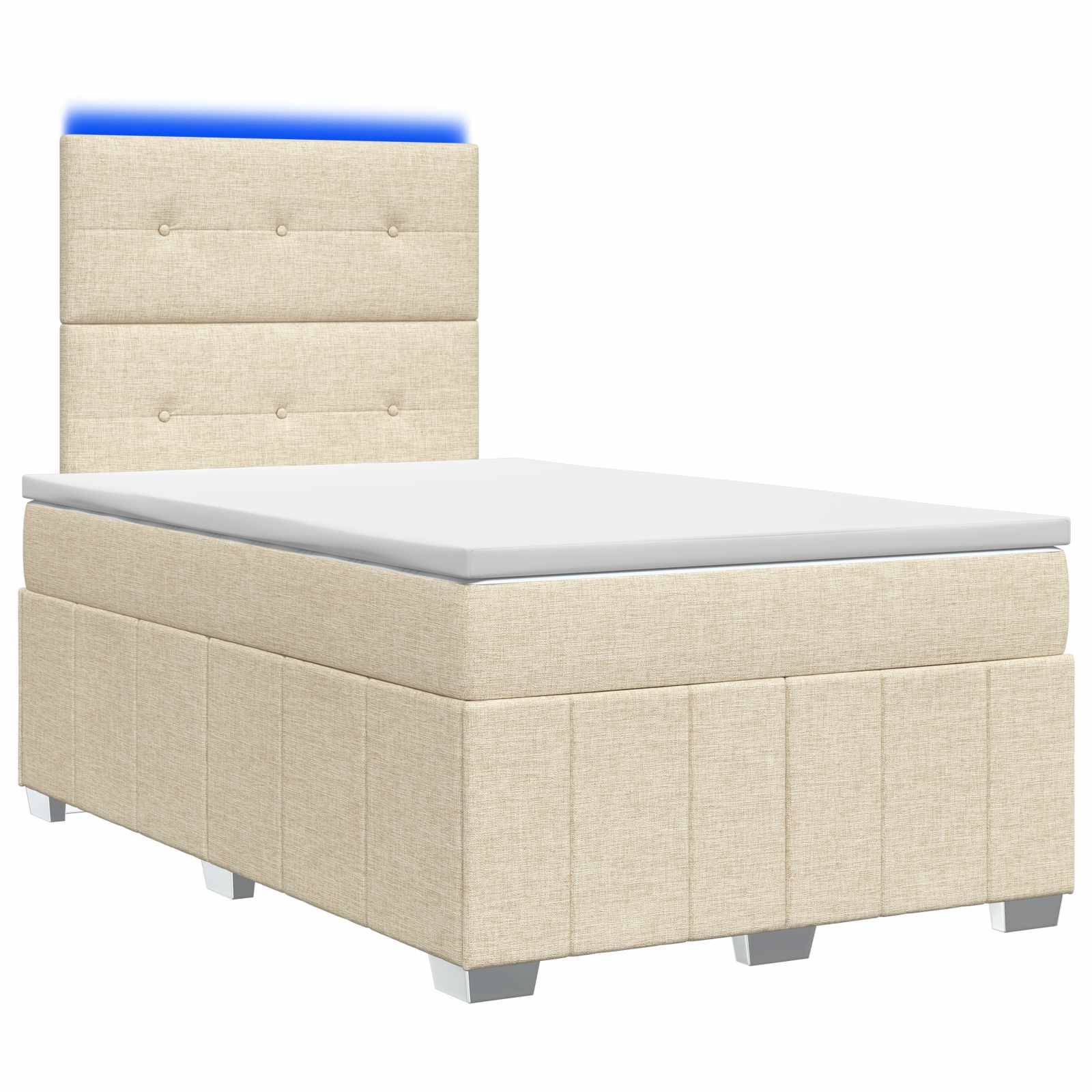 vidaXL LED Boxspringbett mit Matratze Creme 120 x 190 cm Stoff