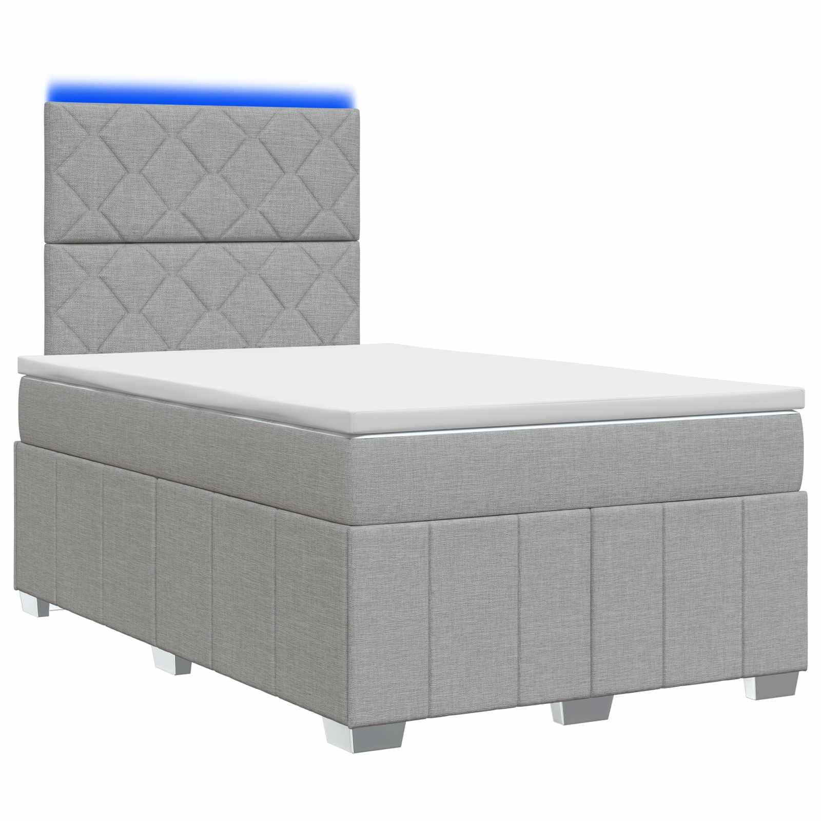 vidaXL LED Boxspringbett mit Matratze Hellgrau 120 x 190 cm Stoff