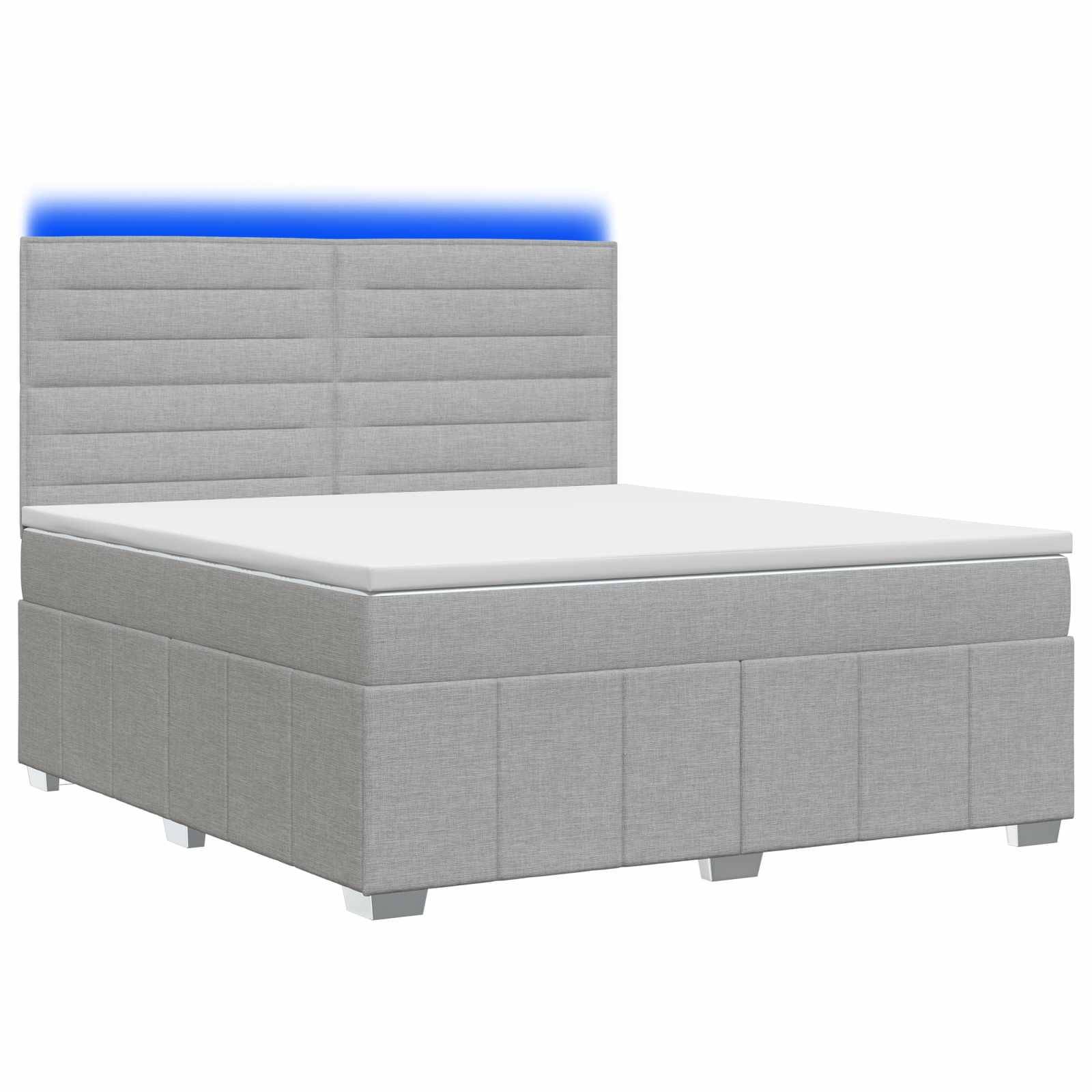 vidaXL LED Boxspringbett mit Matratze Hellgrau 140 x 190 cm Stoff
