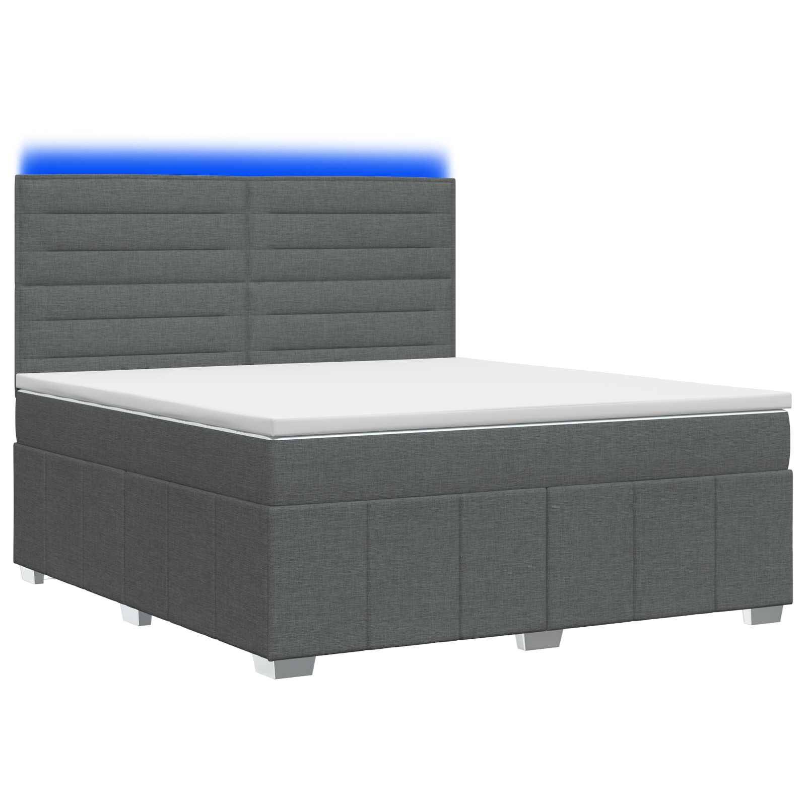 vidaXL LED Boxspringbett mit Matratze Dunkelgrau 140 x 190 cm Stoff