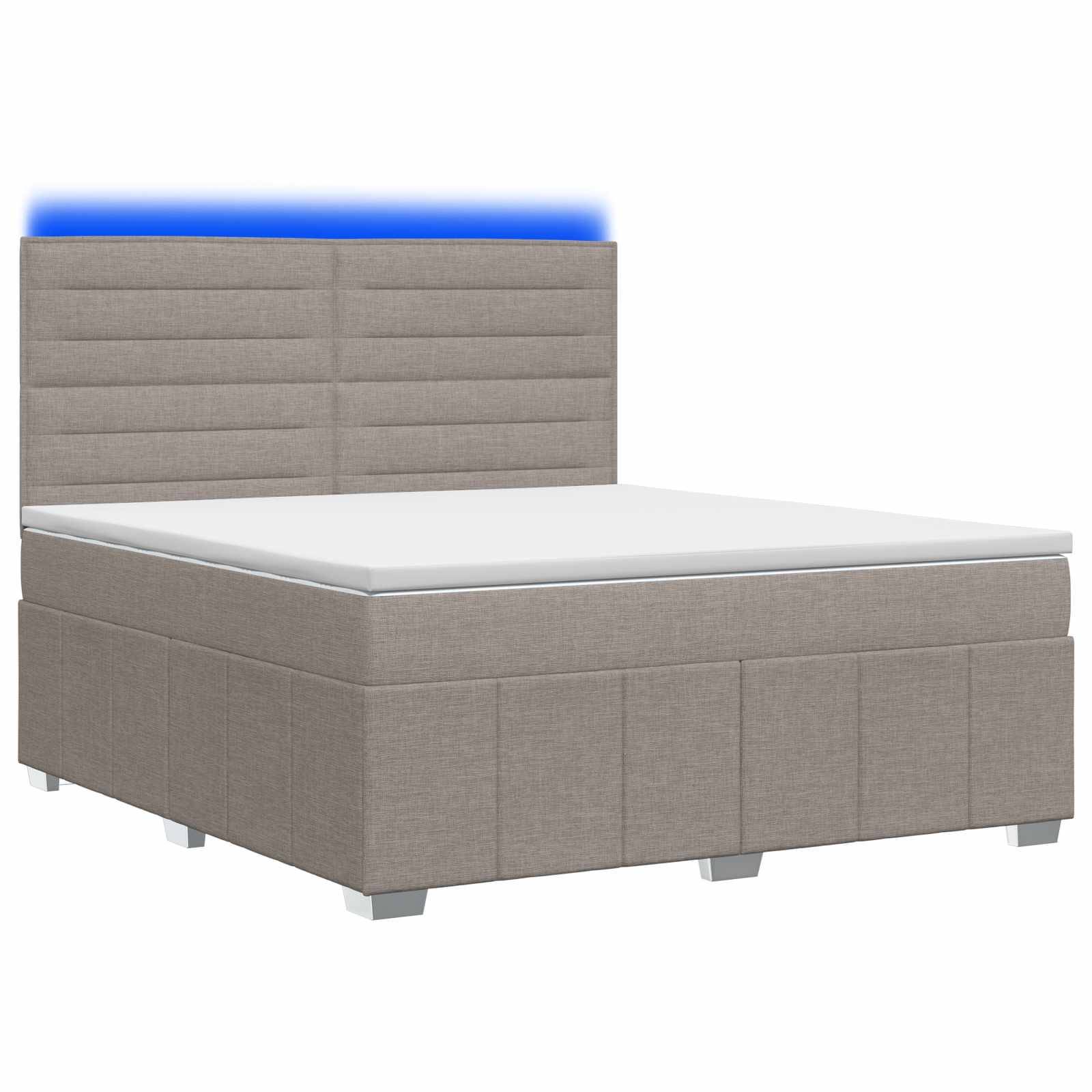 vidaXL LED Boxspringbett mit Matratze Taupe 140 x 200 cm Stoff