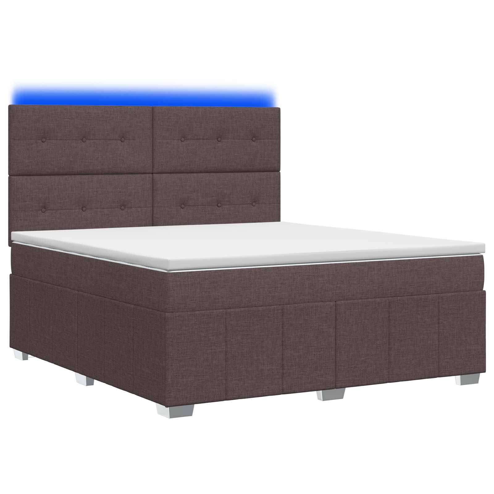 vidaXL LED Boxspringbett mit Matratze Dunkelbraun 140 x 200 cm Stoff