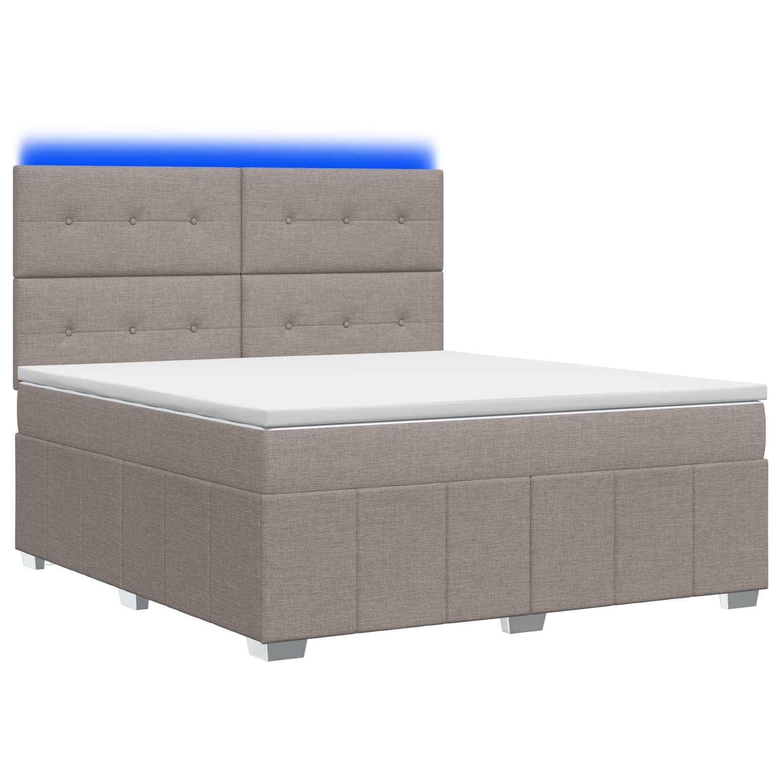 vidaXL LED Boxspringbett mit Matratze Taupe 180 x 200 cm Stoff