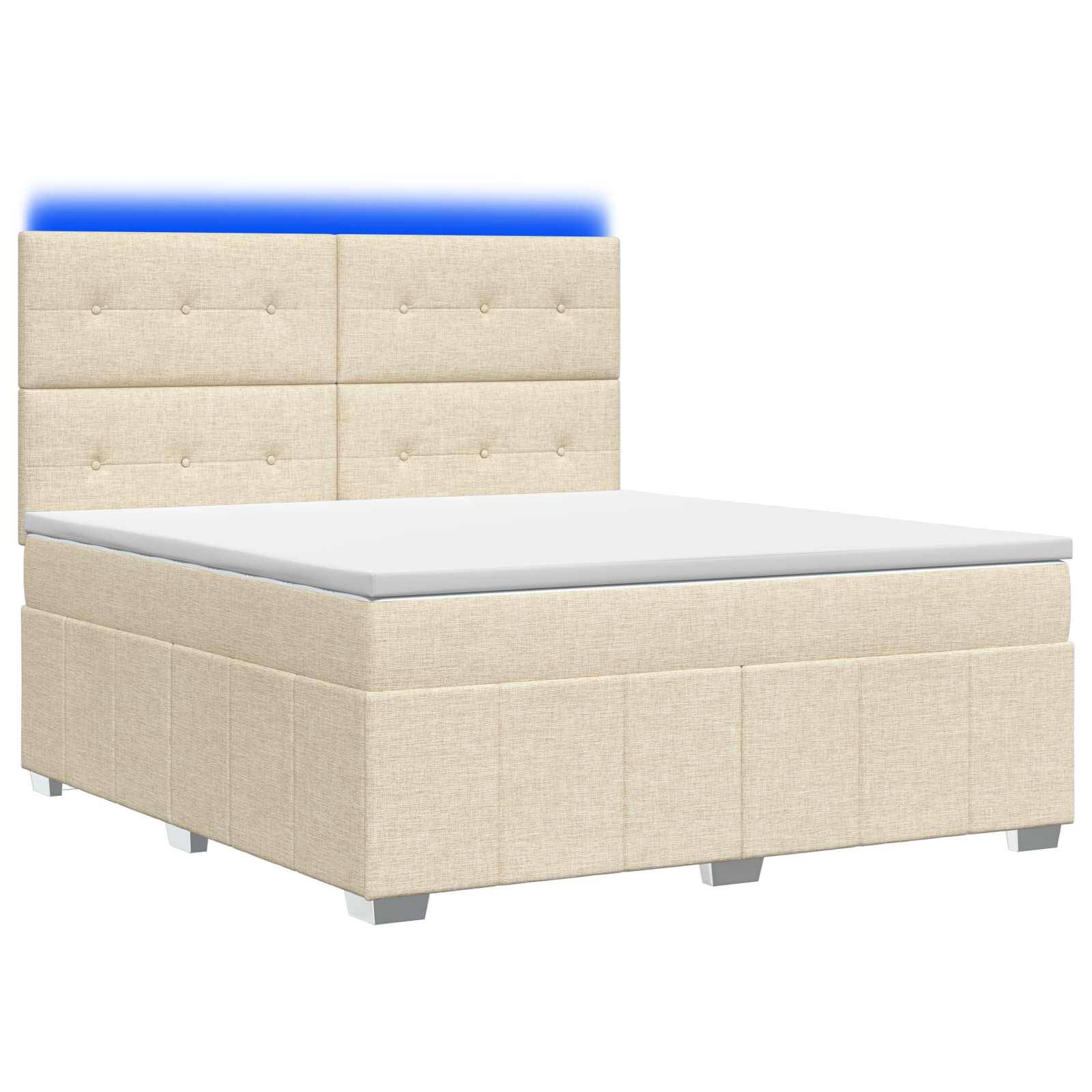 vidaXL LED Boxspringbett mit Matratze Creme 140 x 200 cm Stoff