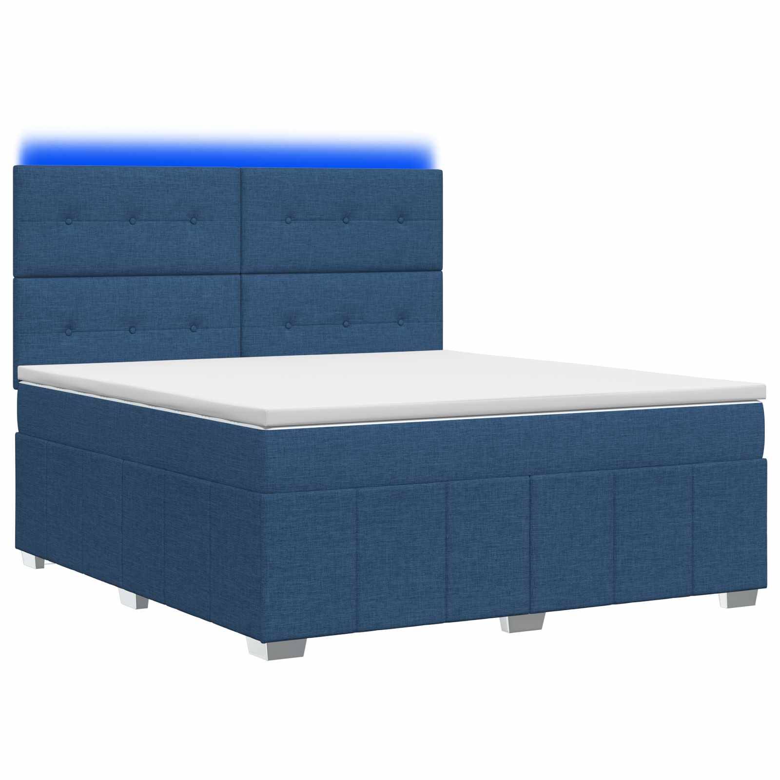 vidaXL LED Boxspringbett mit Matratze Blau 140 x 190 cm Stoff