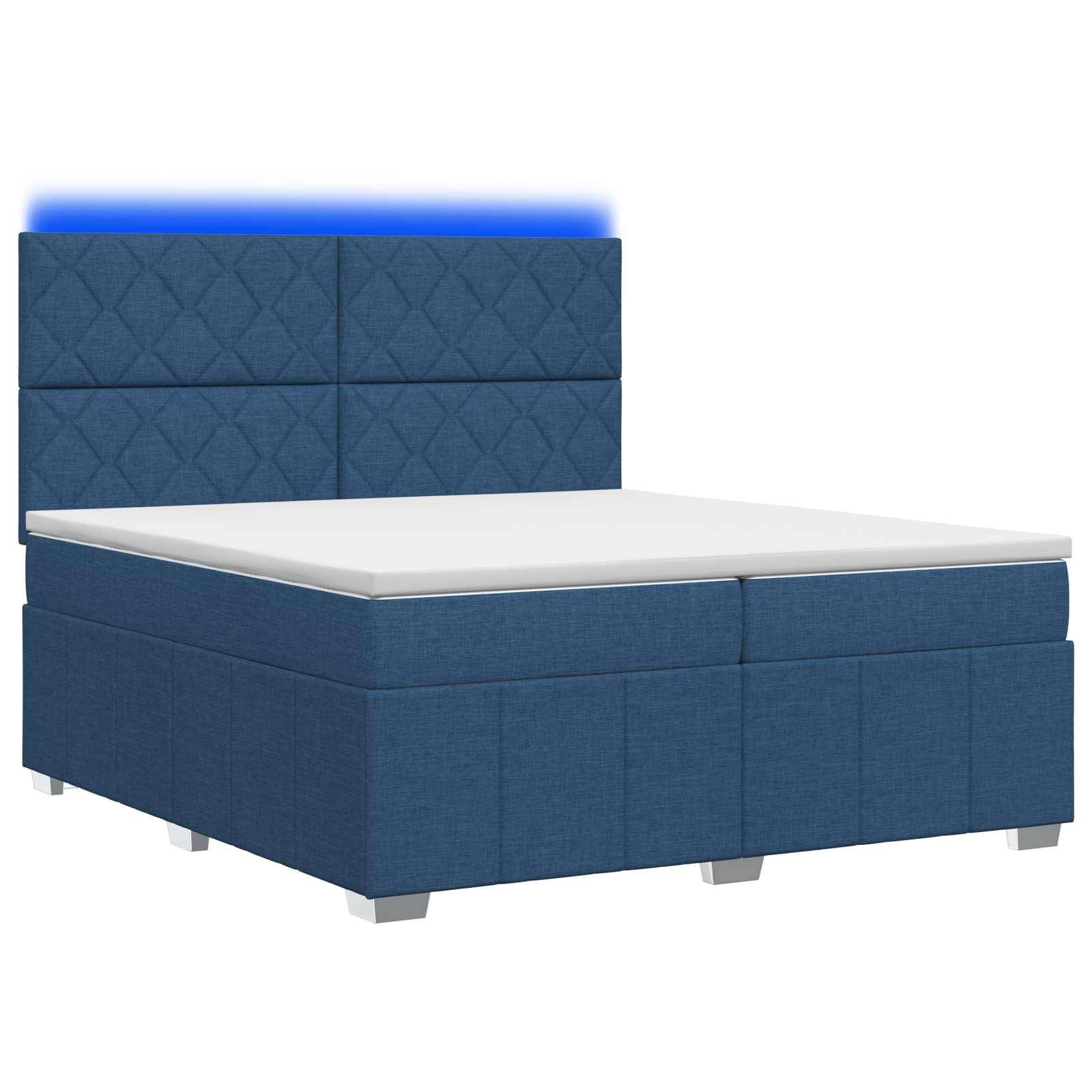 vidaXL LED Boxspringbett mit Matratze Blau 200 x 200 cm Stoff