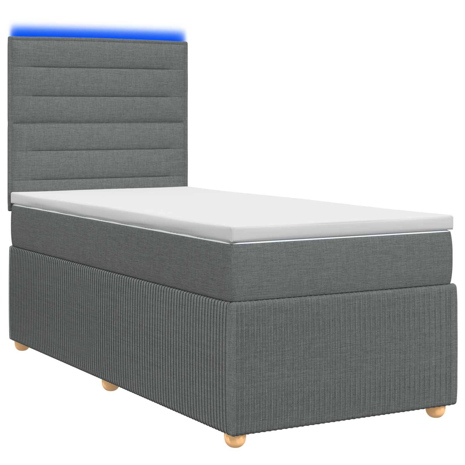 vidaXL LED Boxspringbett mit Matratze Dunkelgrau 100 x 200 cm Stoff