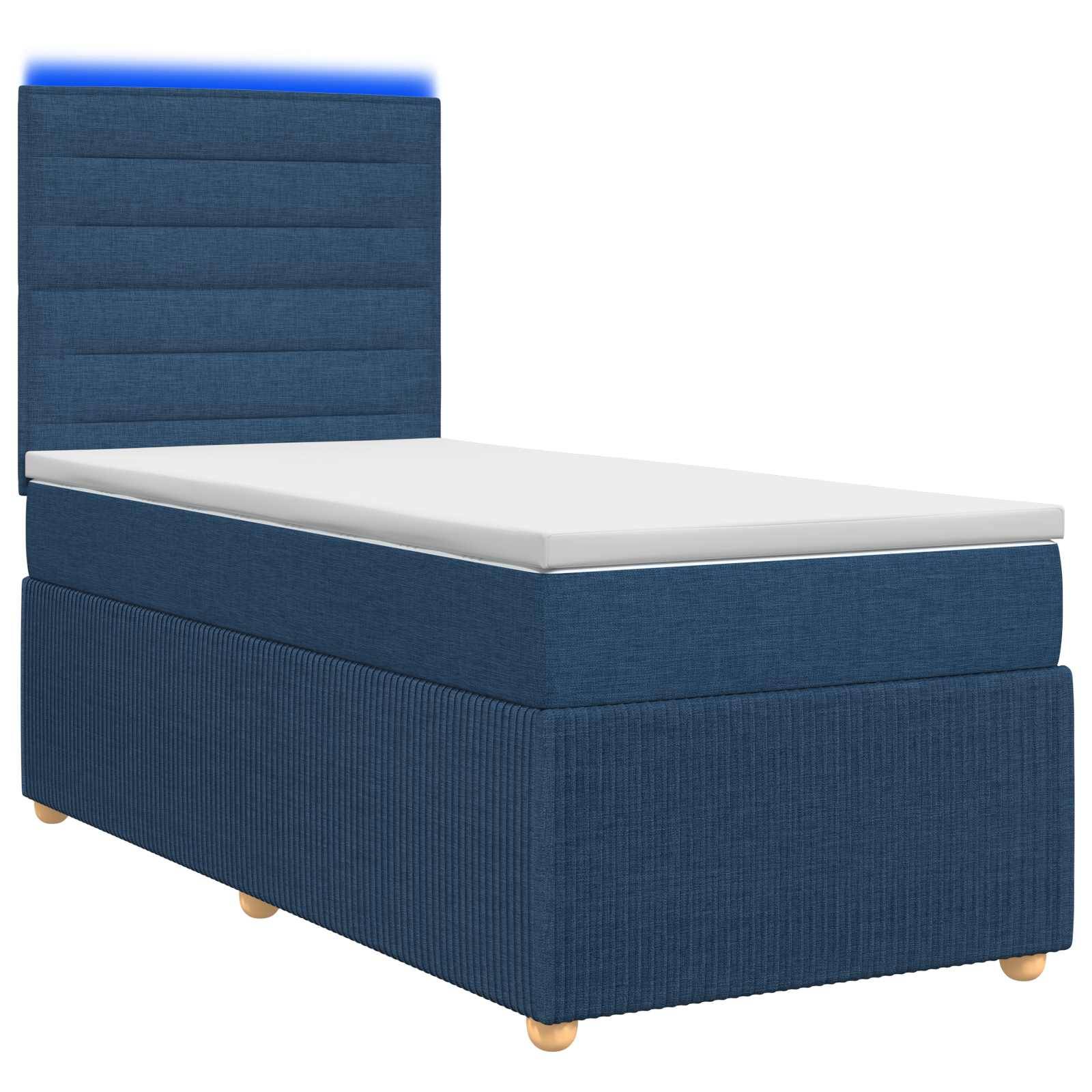 vidaXL LED Boxspringbett mit Matratze Blau 80 x 200 cm Stoff