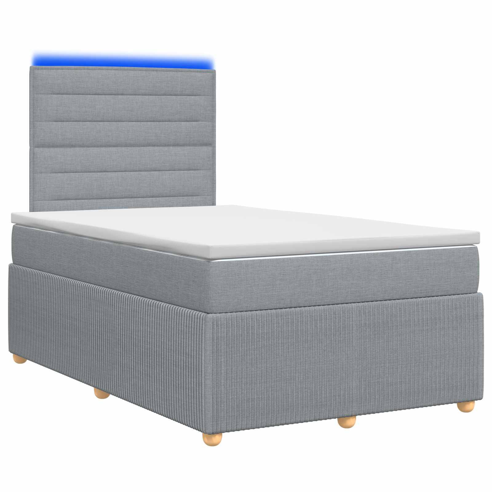 vidaXL LED Boxspringbett mit Matratze Hellgrau 120 x 200 cm Stoff