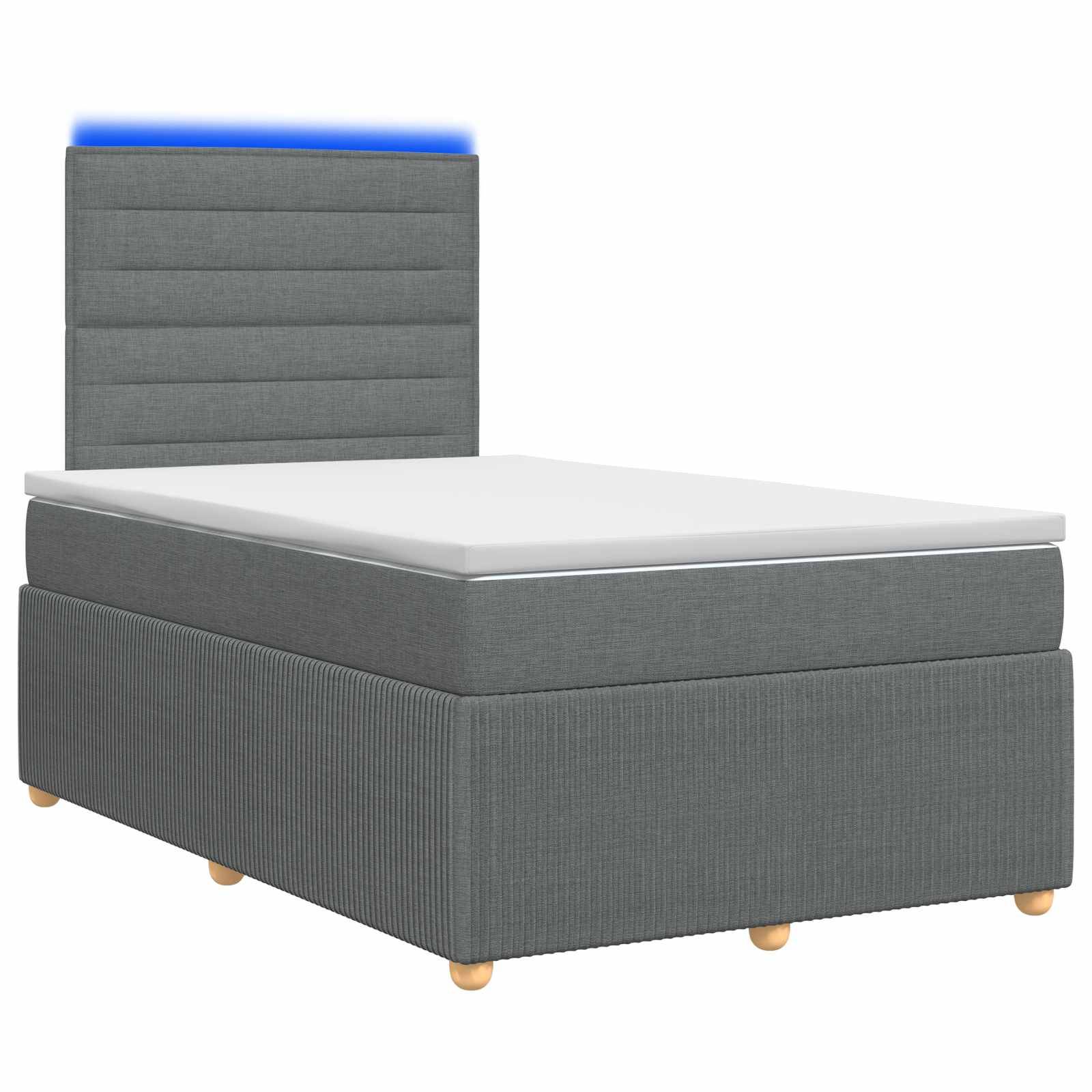 vidaXL LED Boxspringbett mit Matratze Dunkelgrau 120 x 200 cm Stoff
