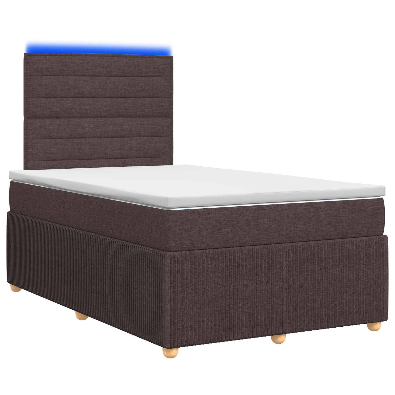 vidaXL LED Boxspringbett mit Matratze Dunkelbraun 120 x 200 cm Stoff